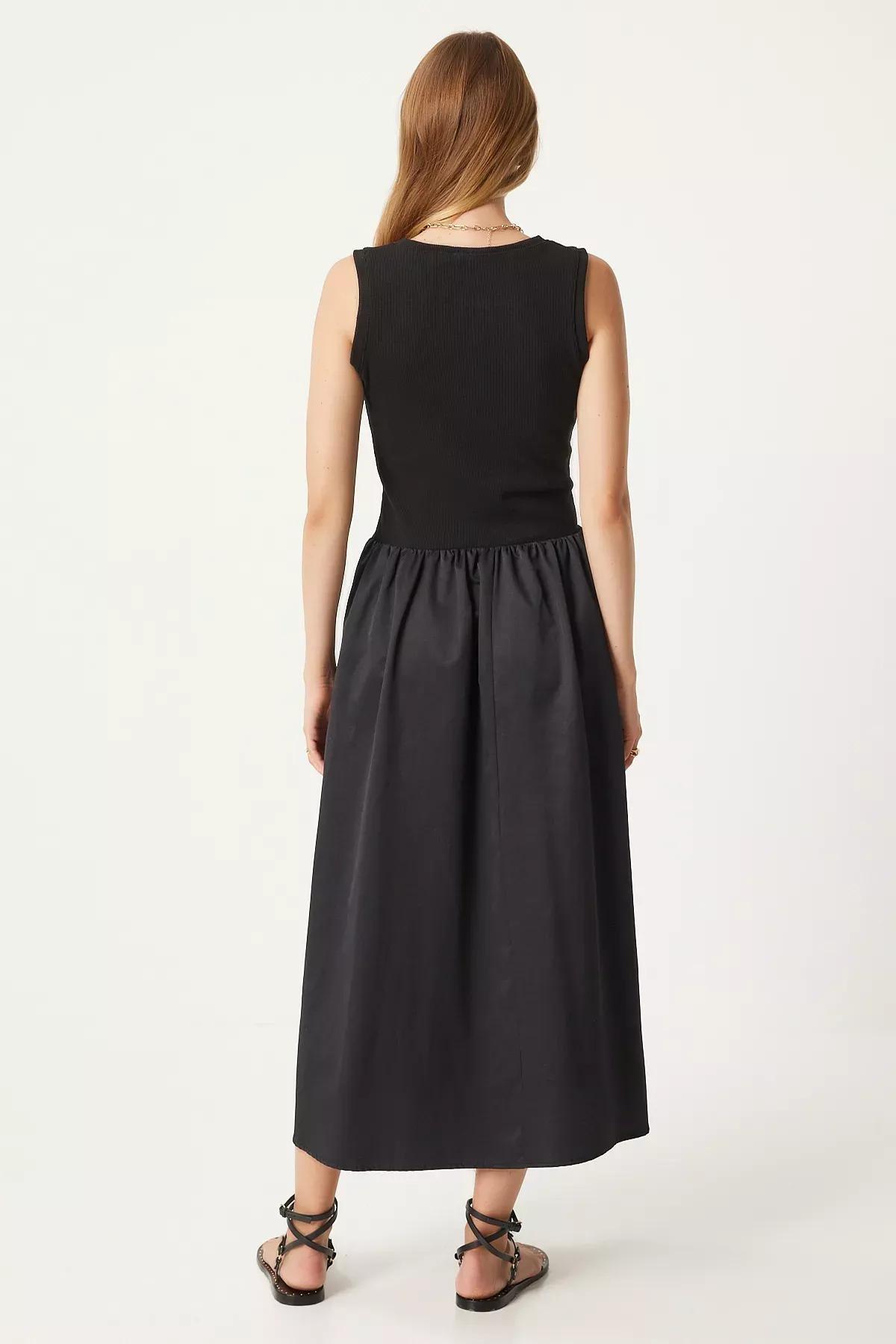 Black Sleeveless Knitted Dress, , large image number 3