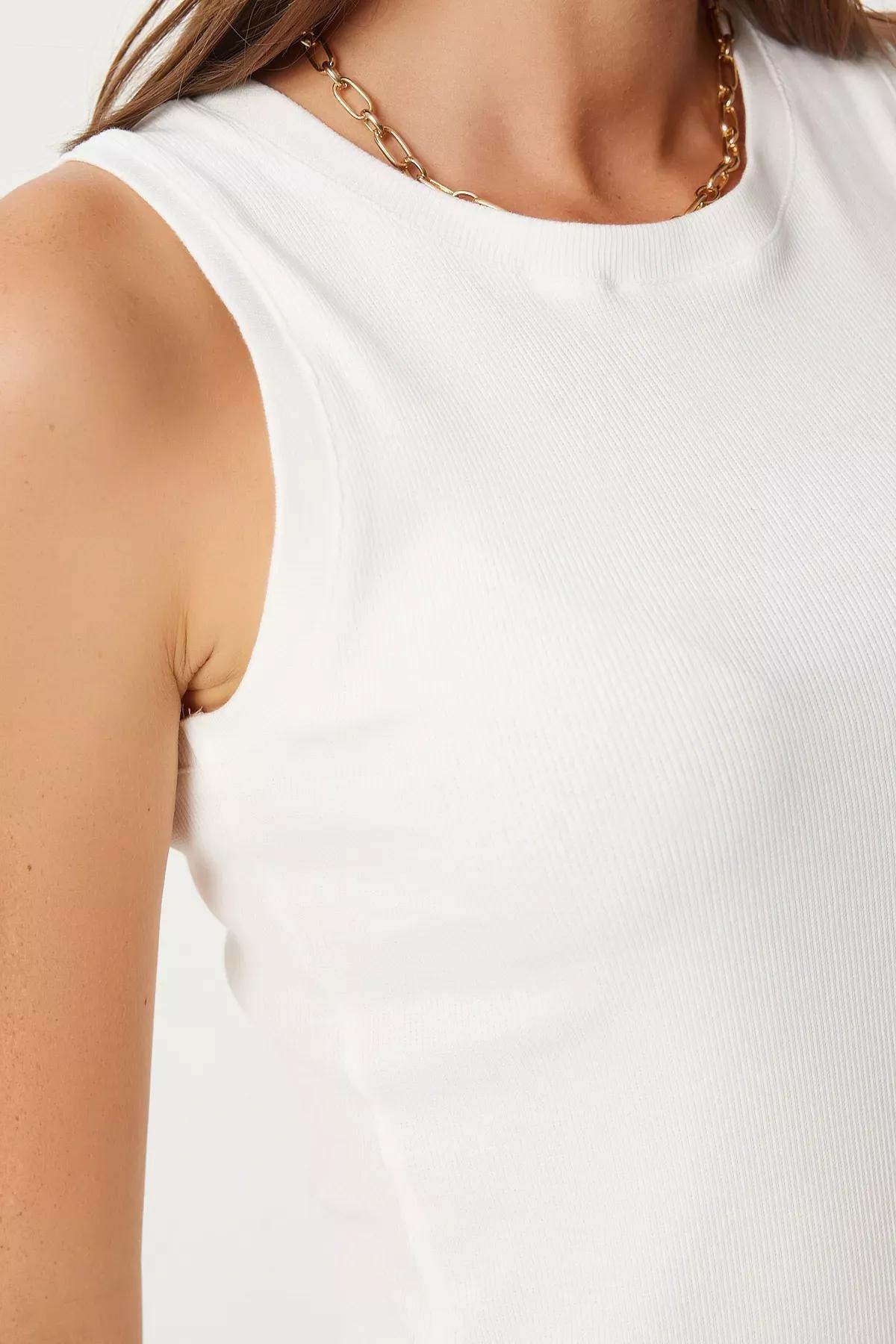 White Sleeveless Knitted Dress, , large image number 4