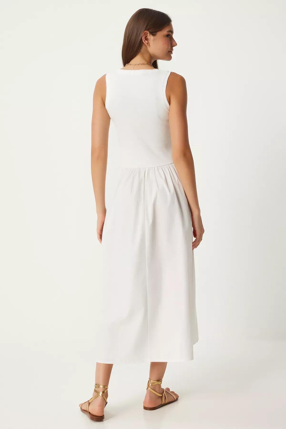 White Sleeveless Knitted Dress, , large image number 5