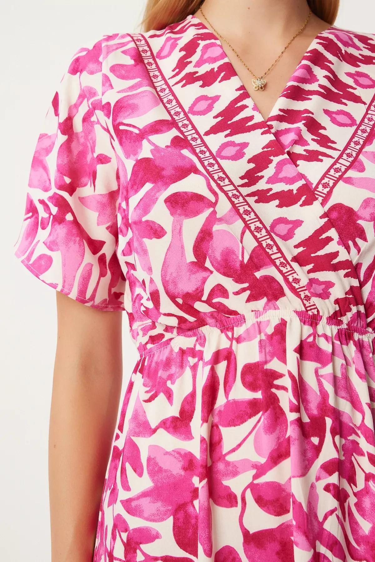 Multicolour V-Neck Viscose Dress, , large image number 3