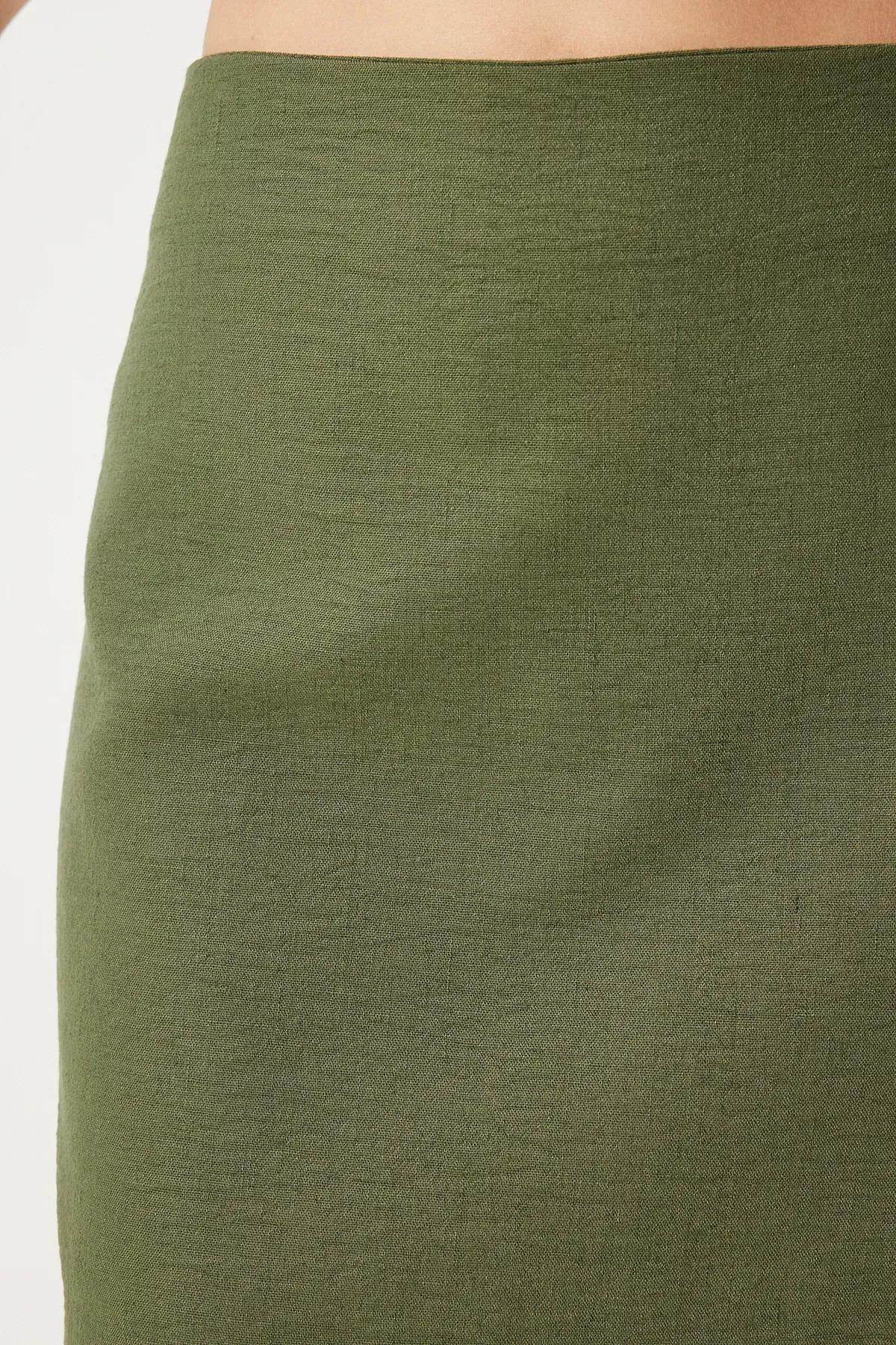 Green Mini Woven Skirt, , large image number 2