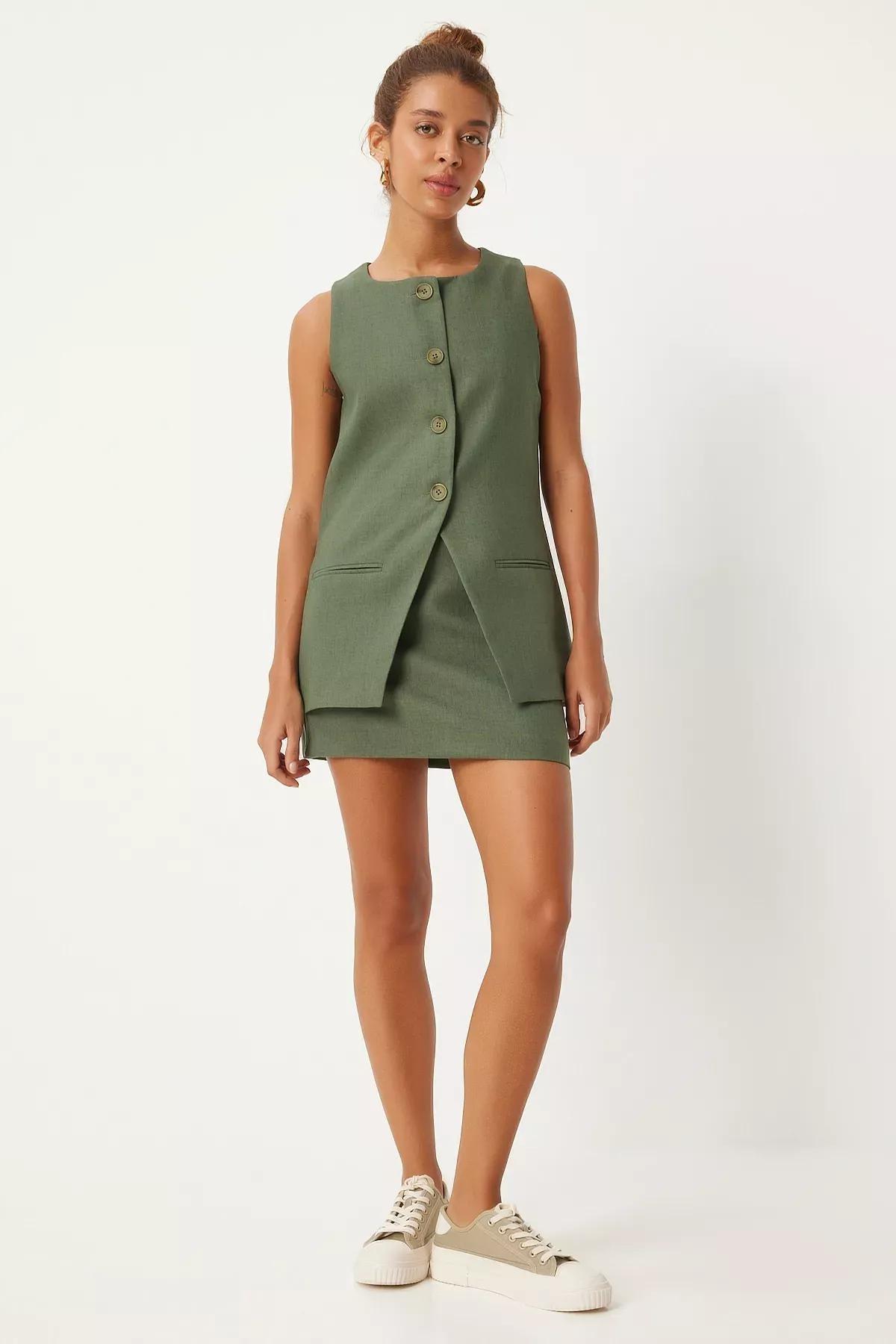 Green Mini Woven Skirt, C101_5202, large image number 0