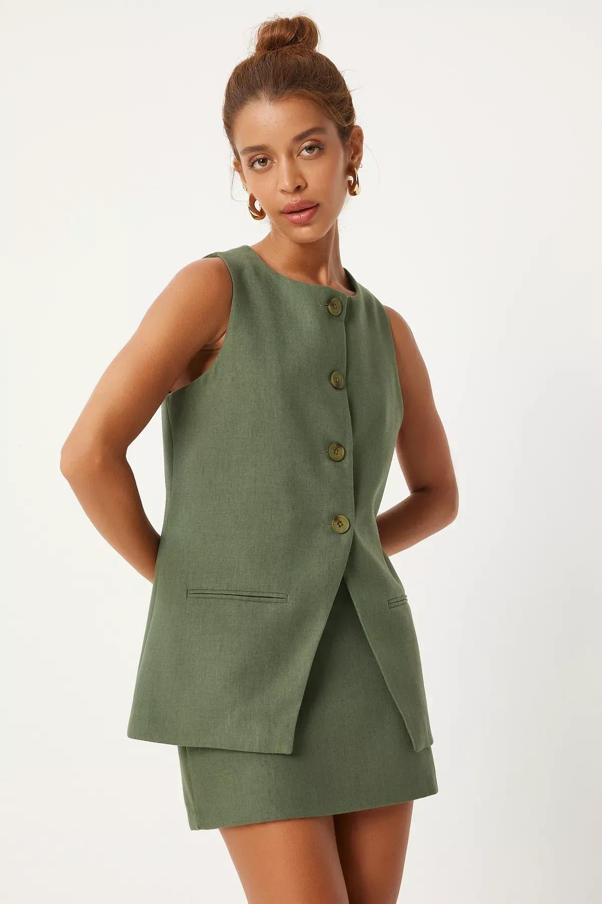 Green Mini Woven Skirt, C101_5202, large image number 2