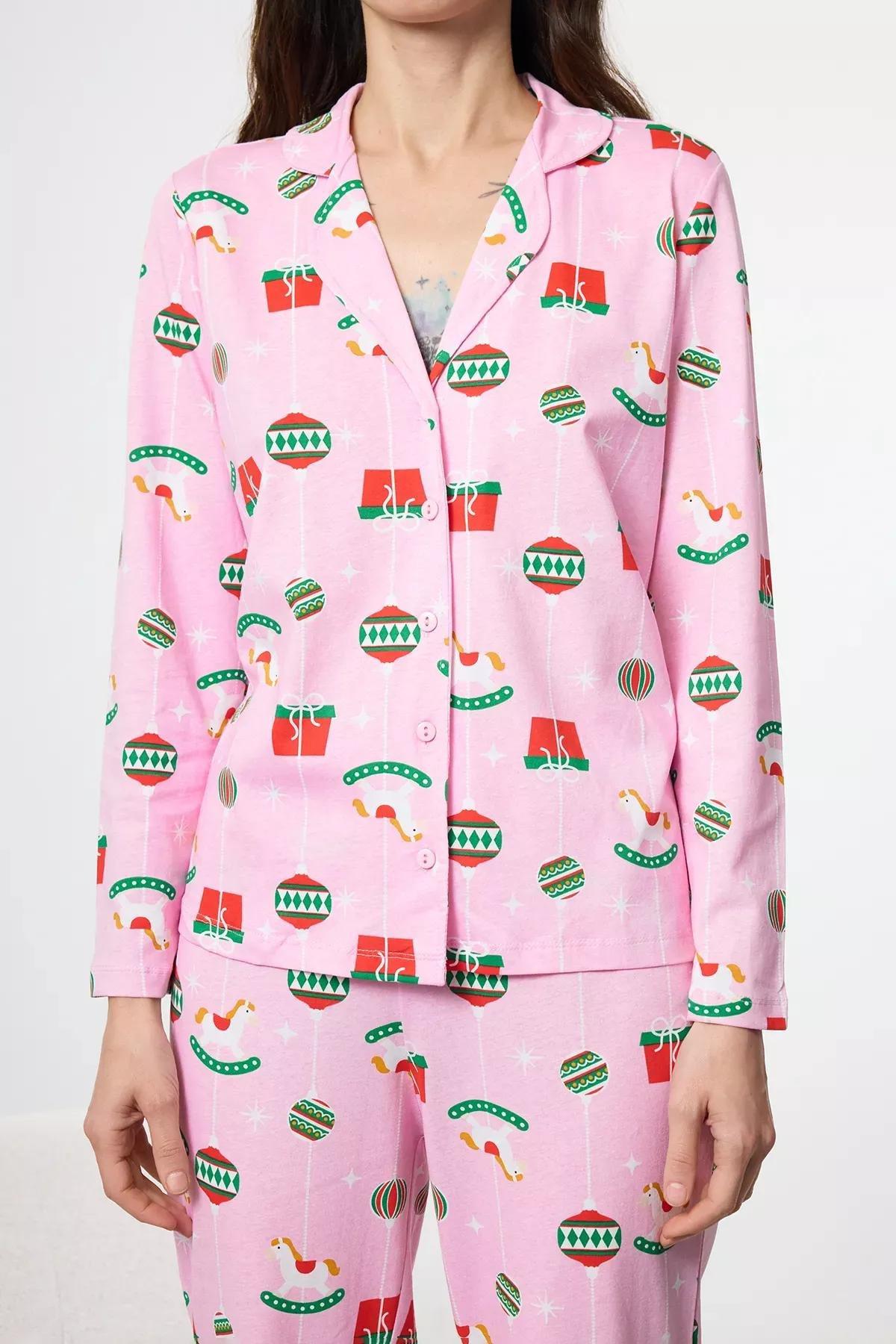 Pink Christmas Themed Pajama Set, , large image number 2