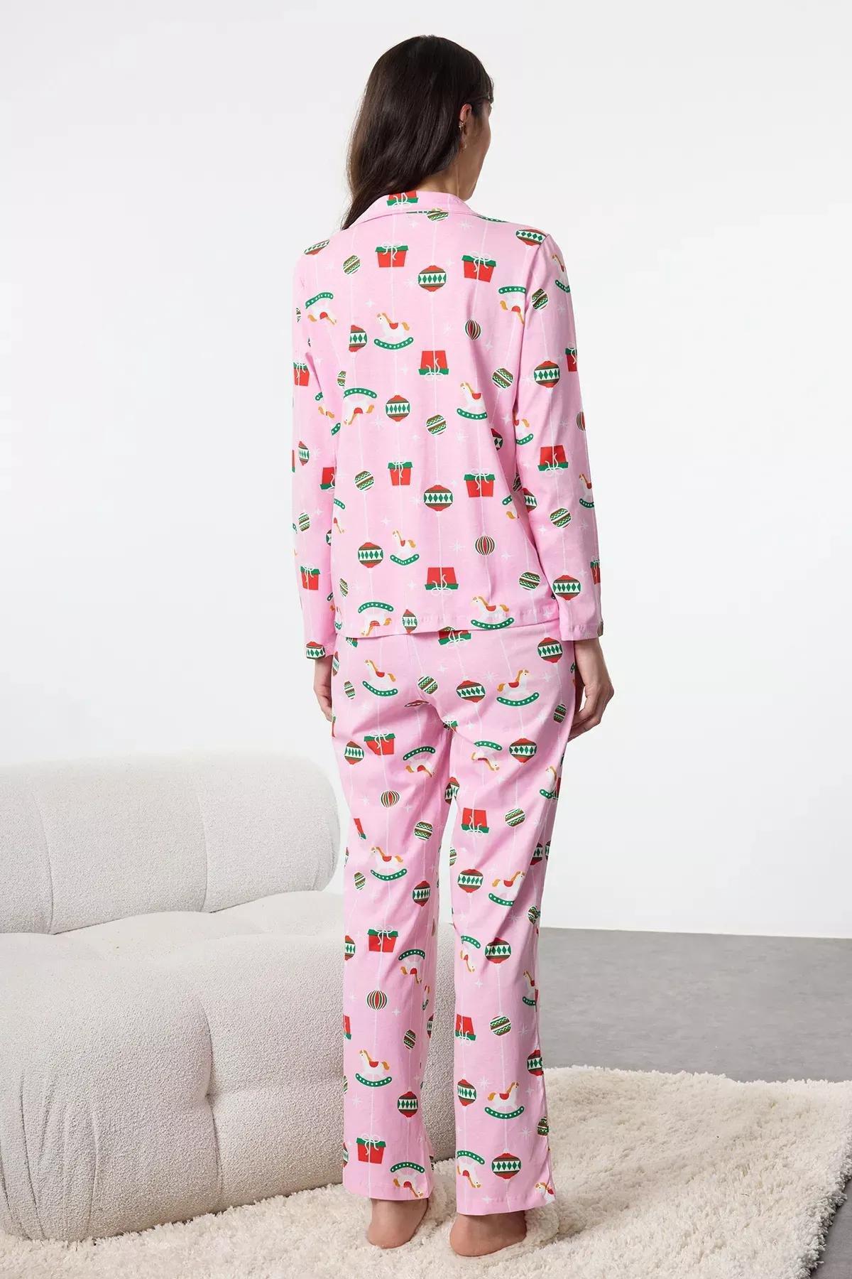 Pink Christmas Themed Pajama Set, , large image number 4