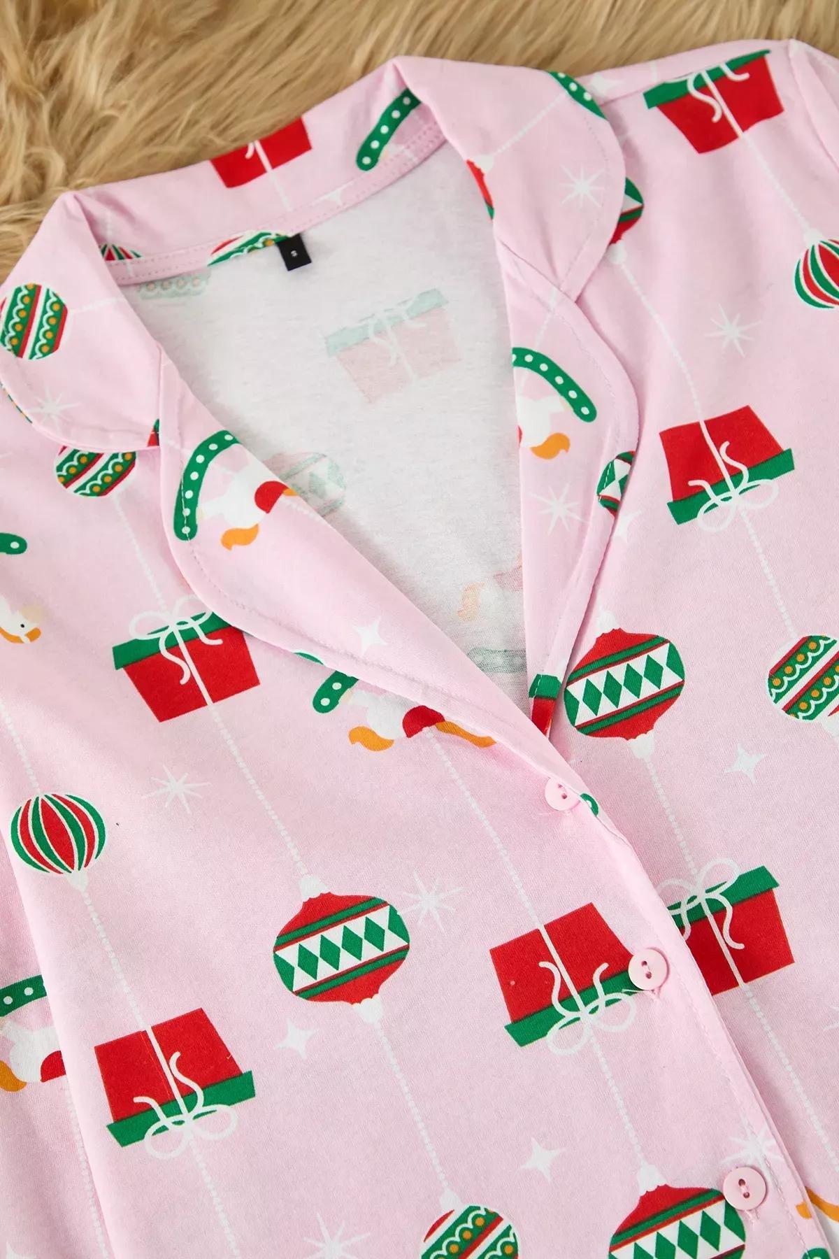 Pink Christmas Themed Pajama Set, , large image number 5