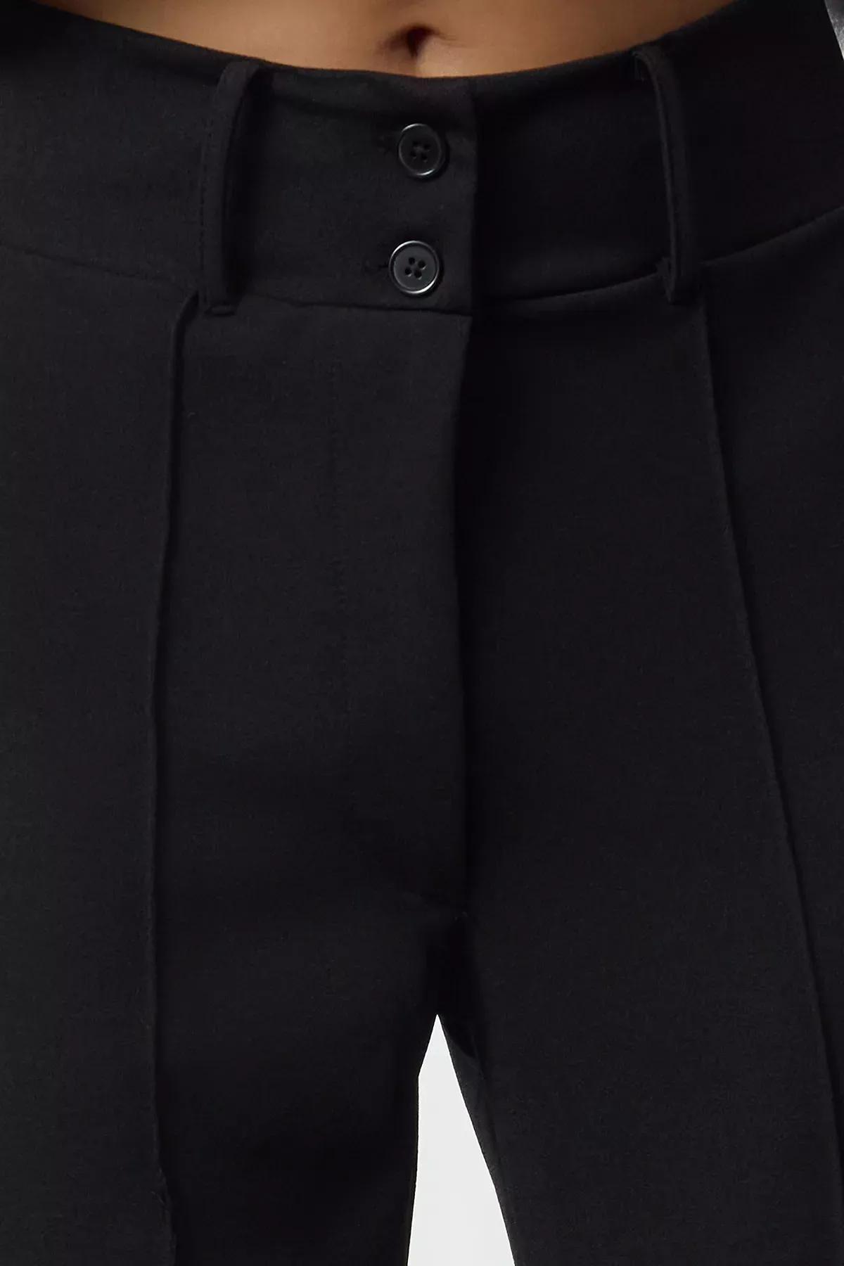Black Flare Ribbed Knit Trousers, , large image number 3
