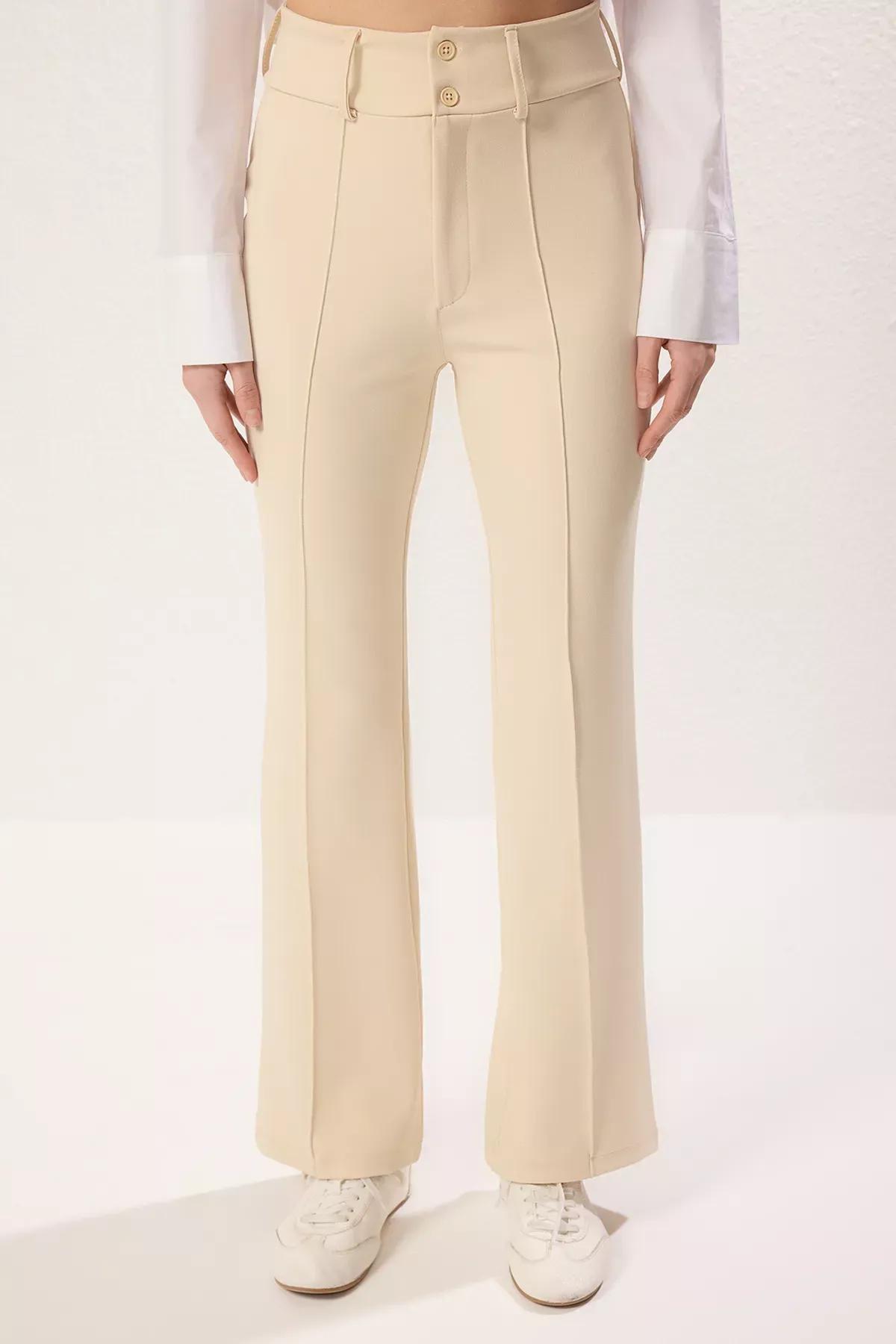 Light Yellow Flare Waist Trousers, , large image number 2