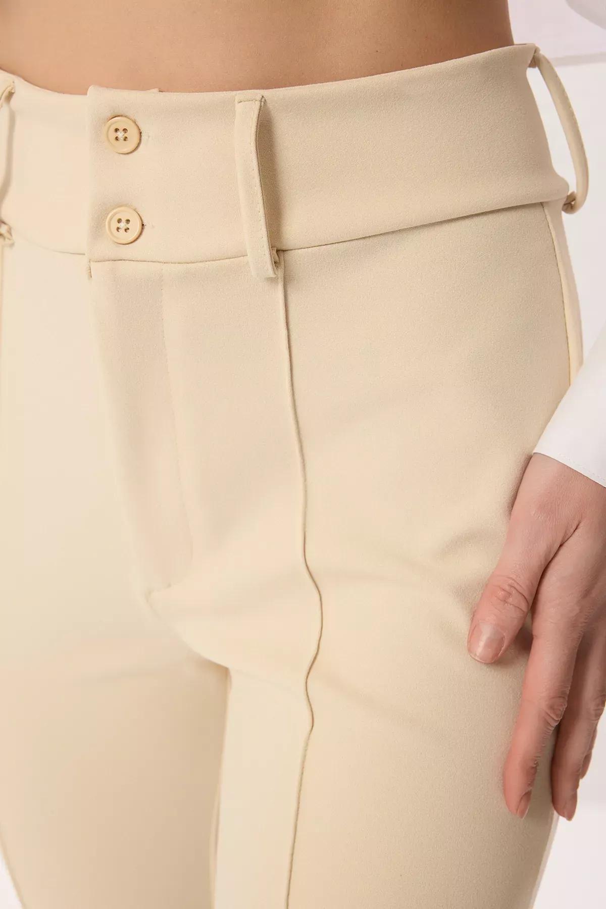 Light Yellow Flare Waist Trousers, , large image number 3