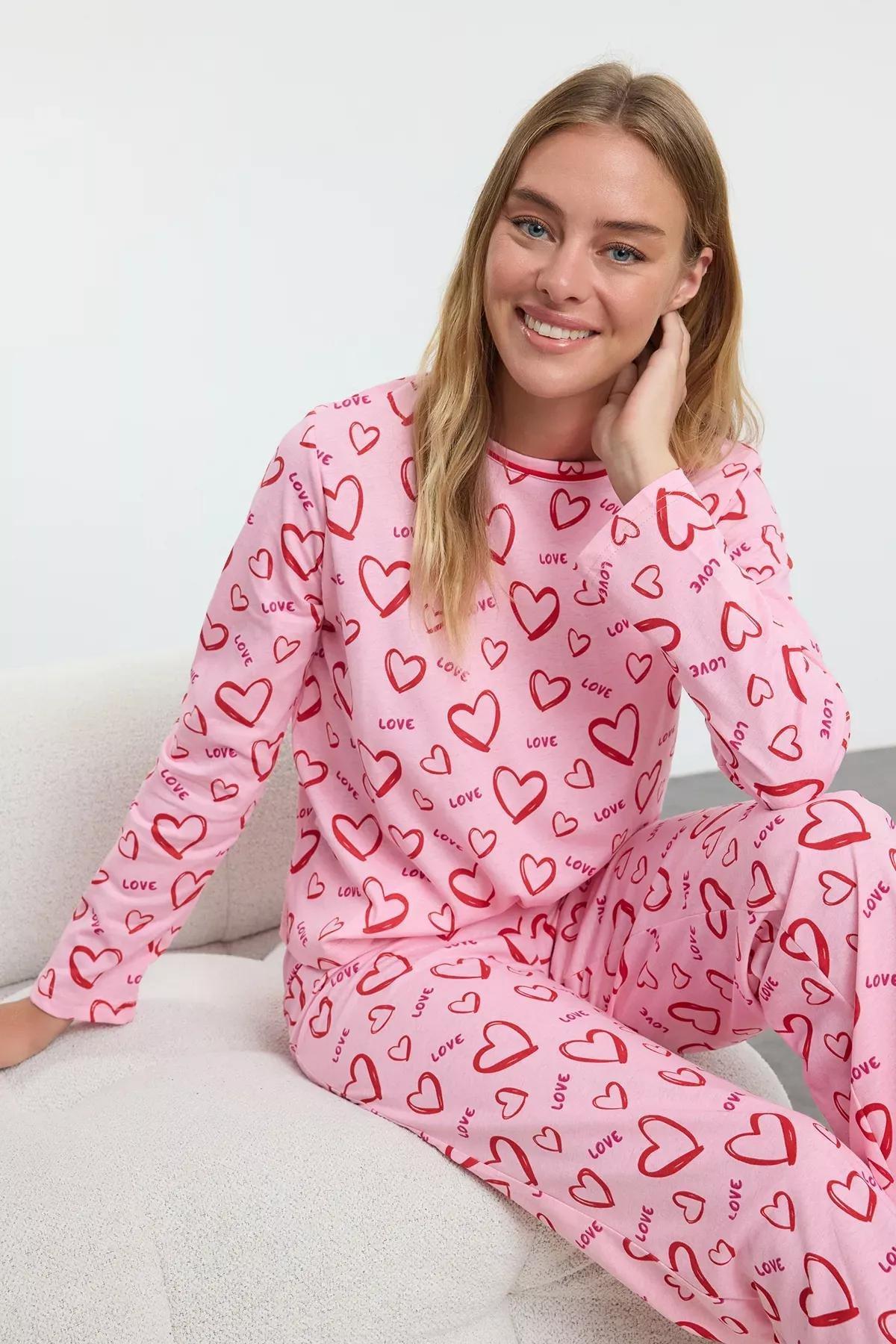 Pink Cotton Heart Pajamas, Pink-Multicolor, large image number 1