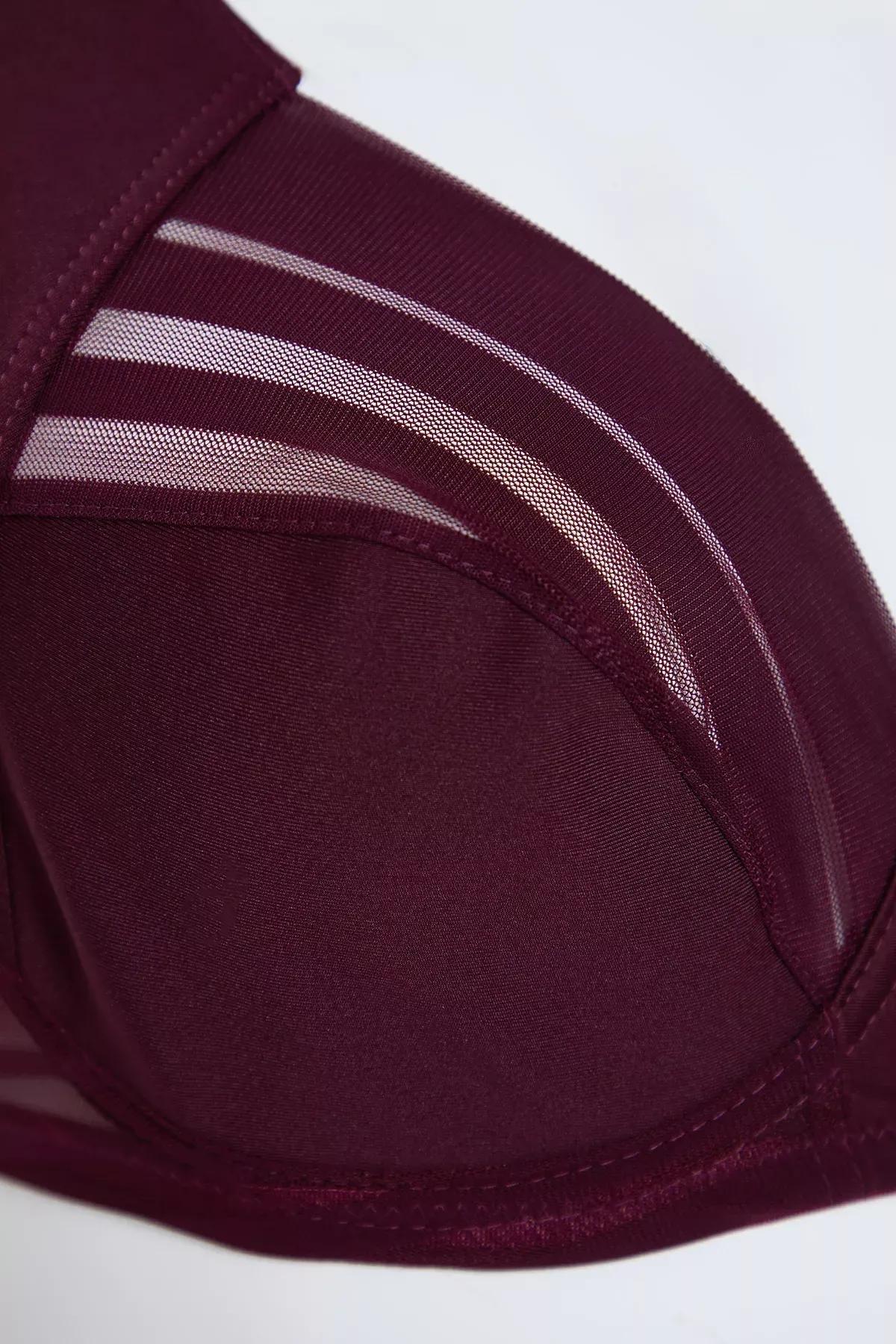Burgundy Striped Underwire Lingerie Sets, , large image number 2