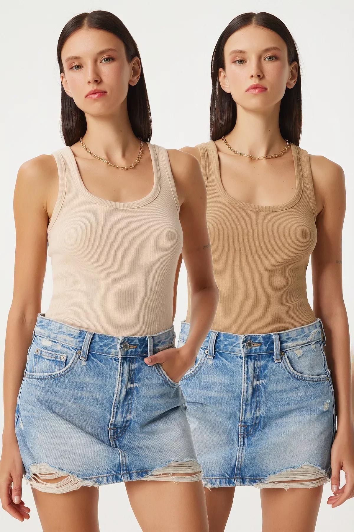 Multicolour Ribbed Strappy Undershirt, Set Of 2, C101_1449, large image number 0