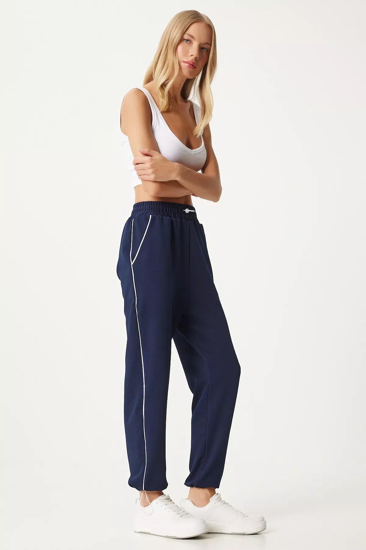 Navy Stripe Knit Sweatpants, , large image number 2