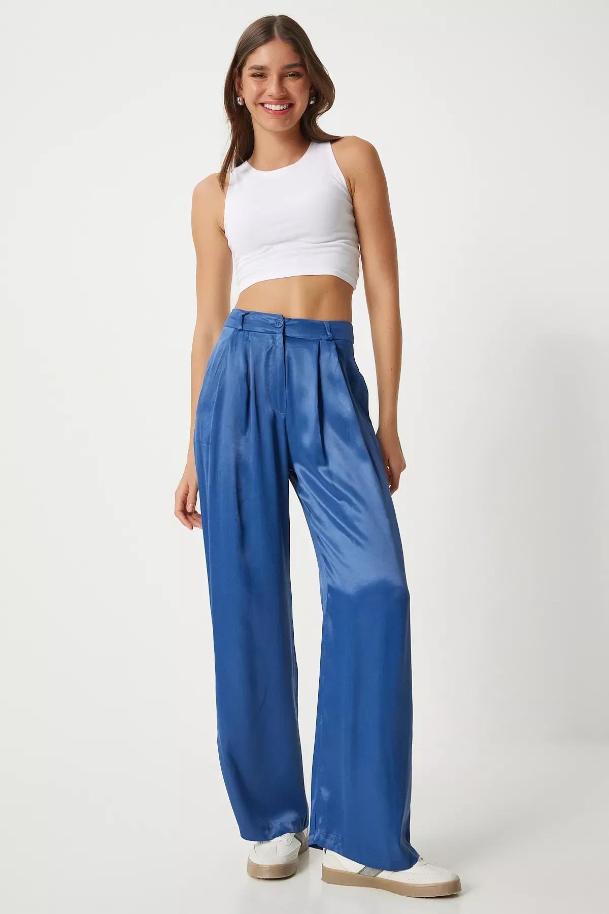 Purple Satin Palazzo Trousers, , large image number 0