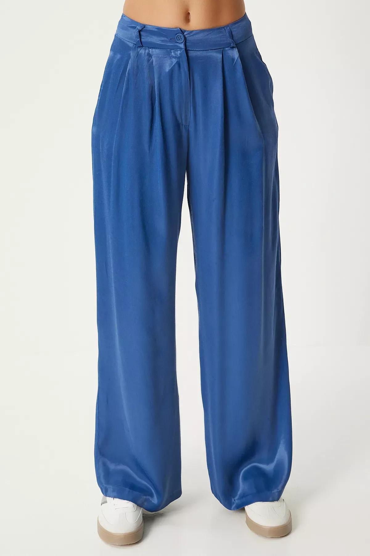 Purple Satin Palazzo Trousers, , large image number 2