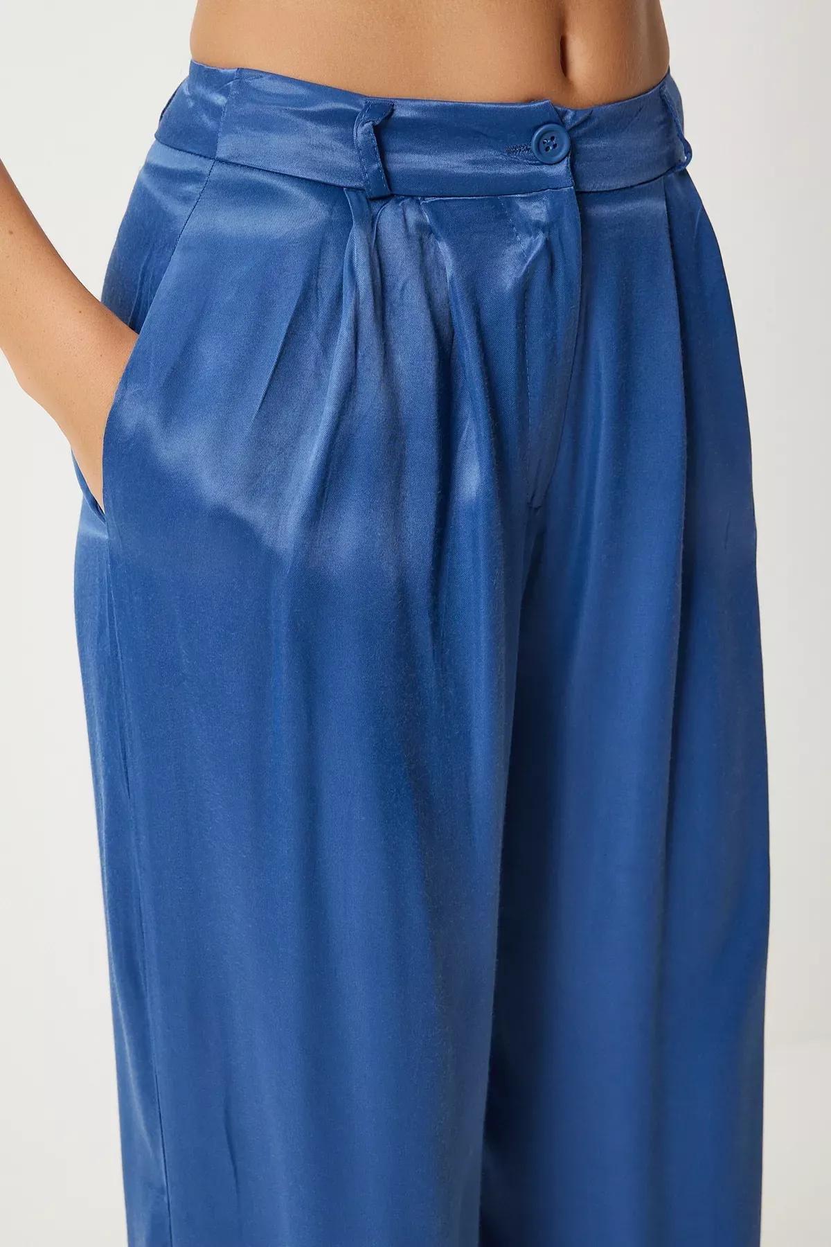 Purple Satin Palazzo Trousers, , large image number 3