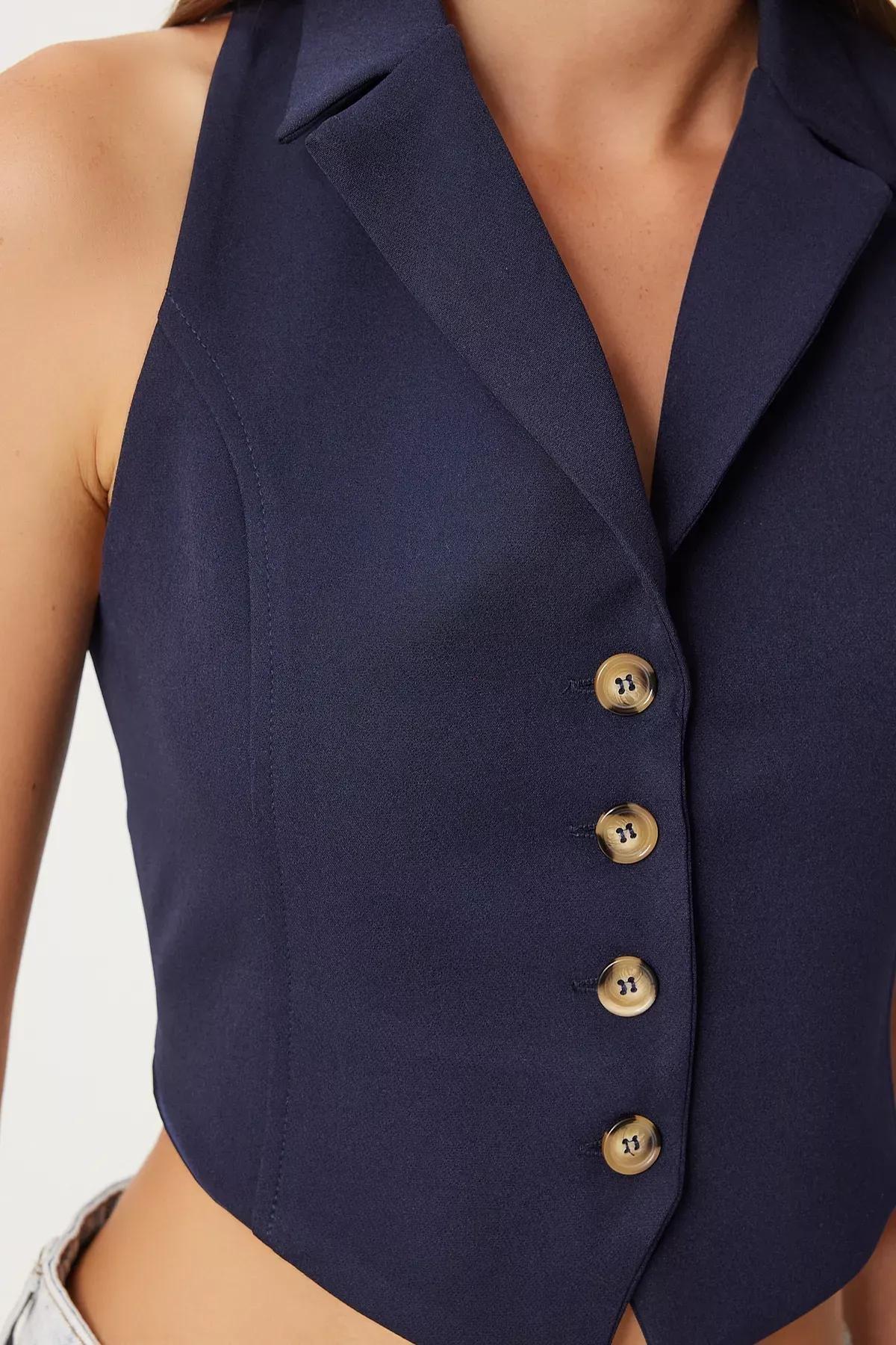 Brown Knitted Bodysuit, Navy blue, large image number 1