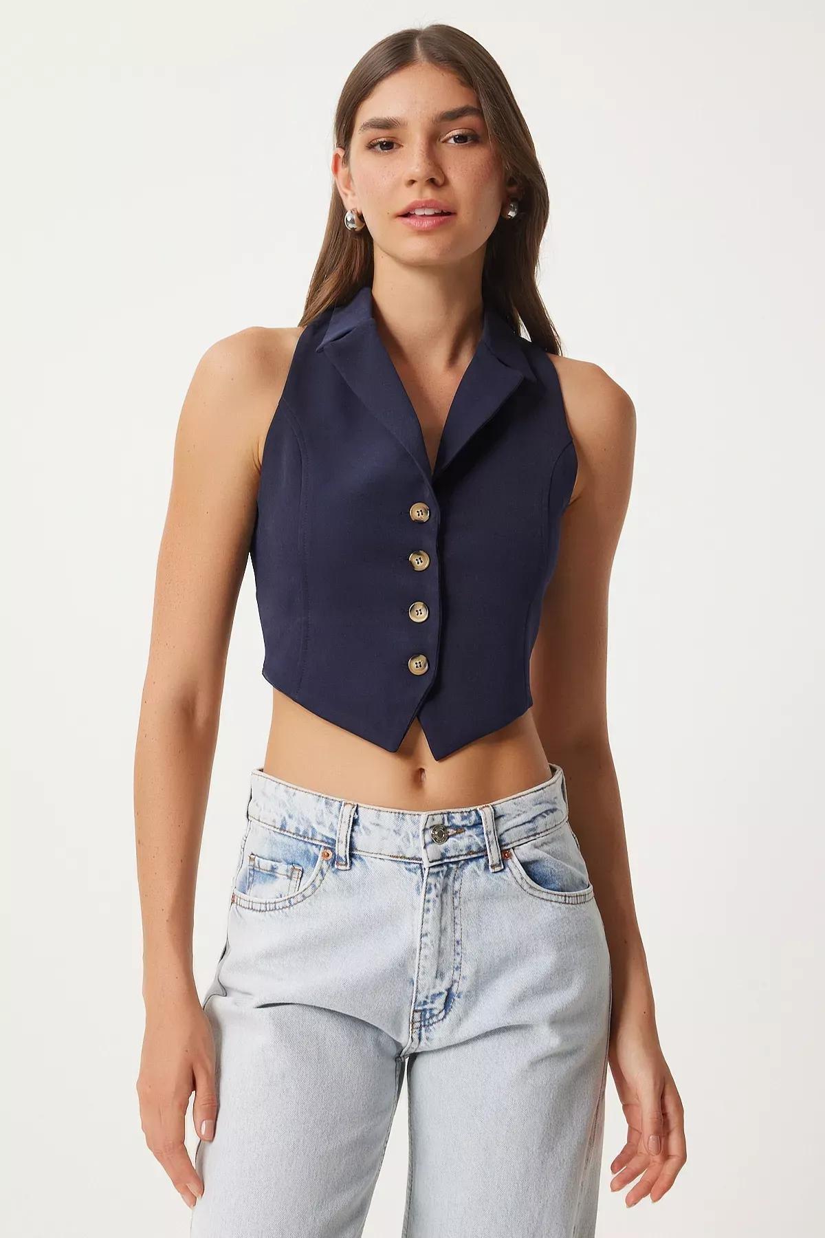Brown Knitted Bodysuit, Navy blue, large image number 2