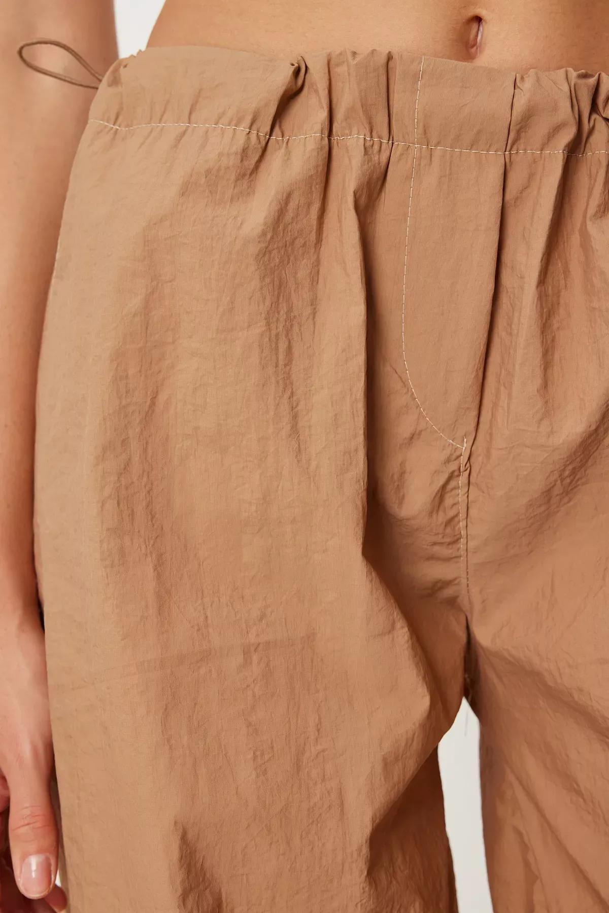 Beige Pocket Parachute Pants, , large image number 2