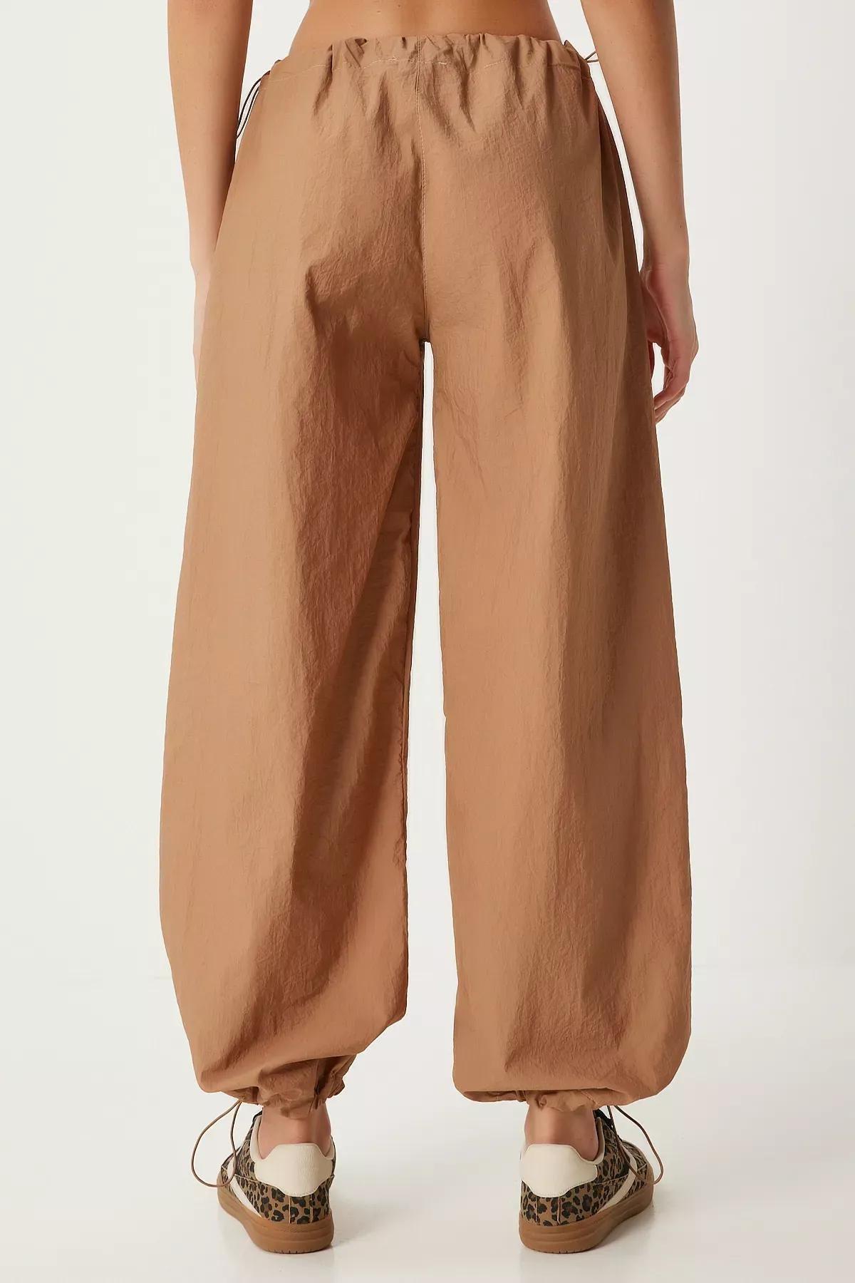 Beige Pocket Parachute Pants, , large image number 3