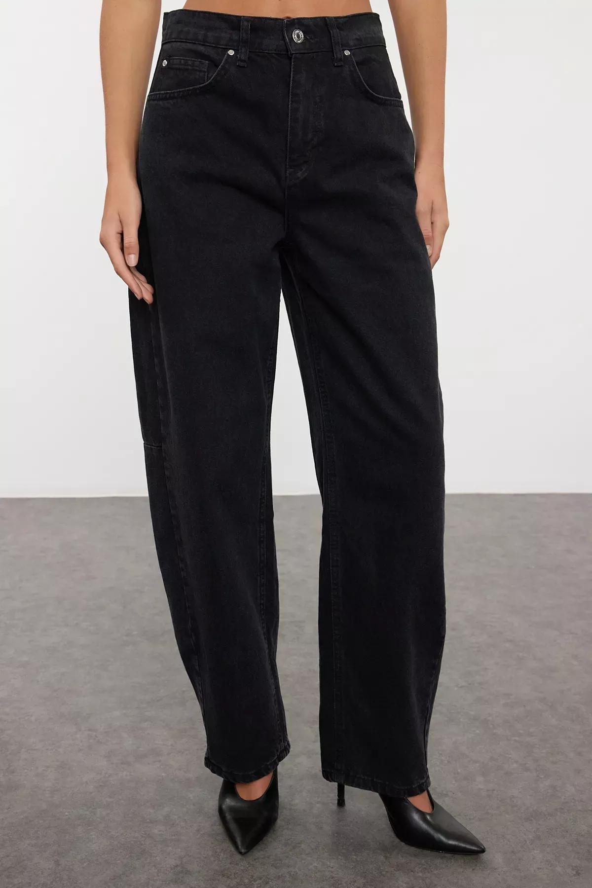 Black Stitch Skater Baggy Jeans, , large image number 2