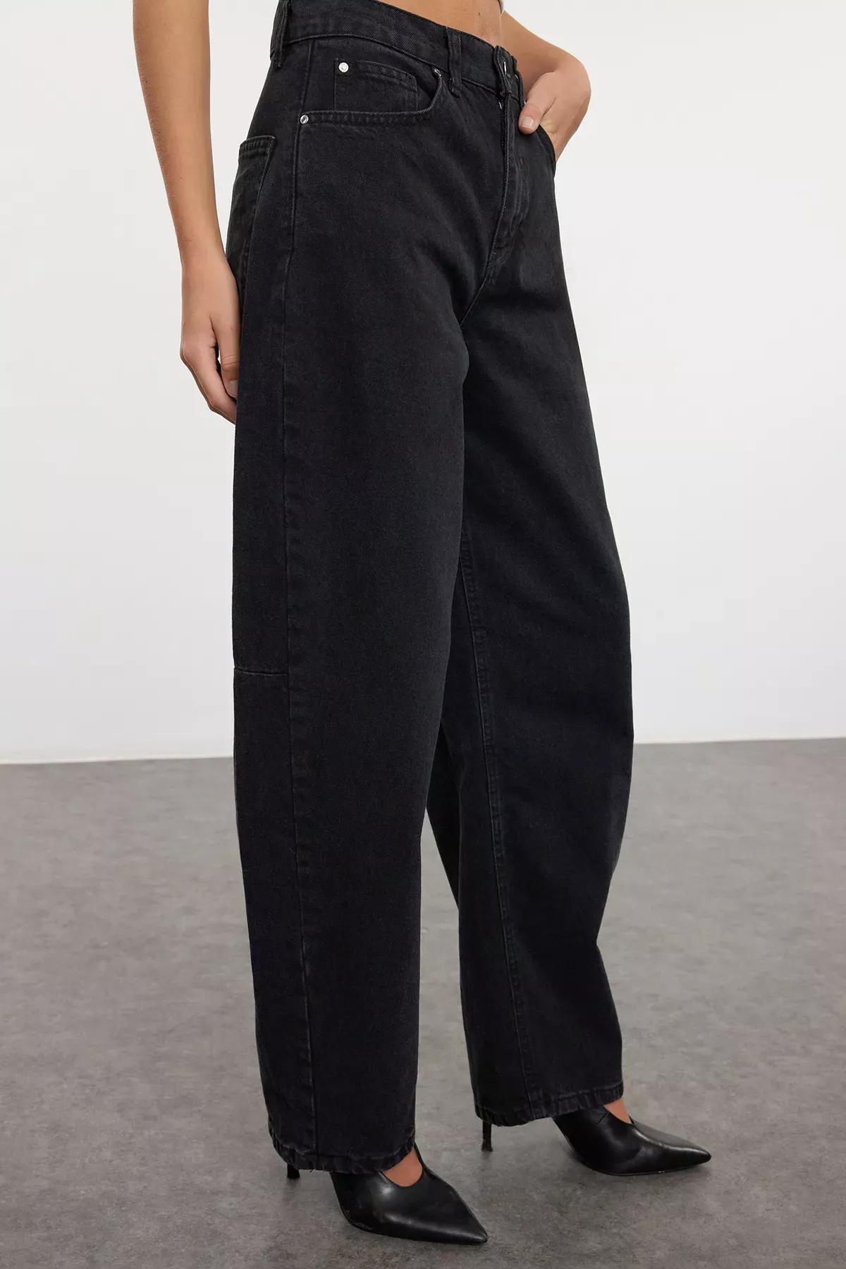Black Stitch Skater Baggy Jeans, , large image number 3