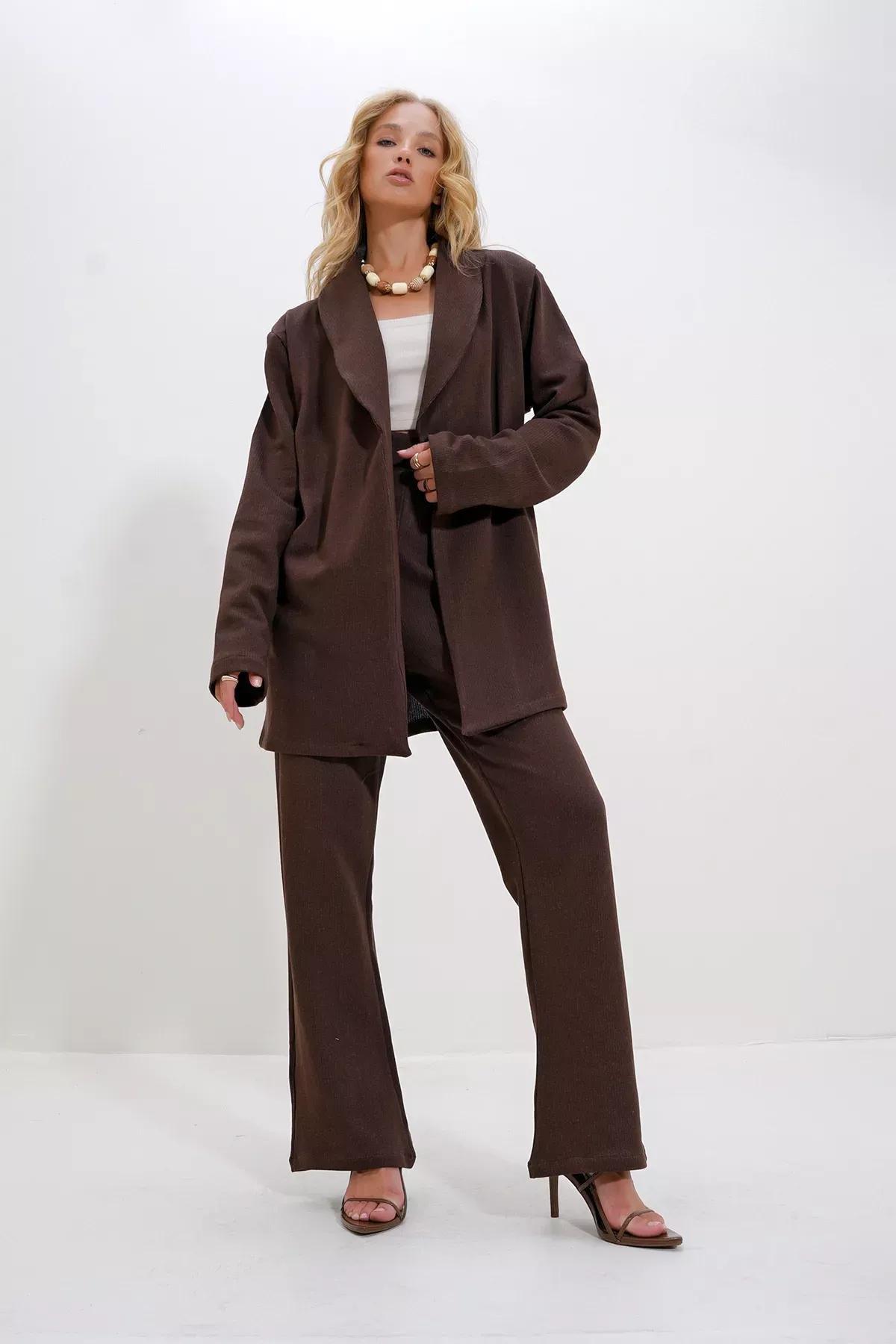 Grey Crop Sweat Trouser Set, Brown, large image number 4