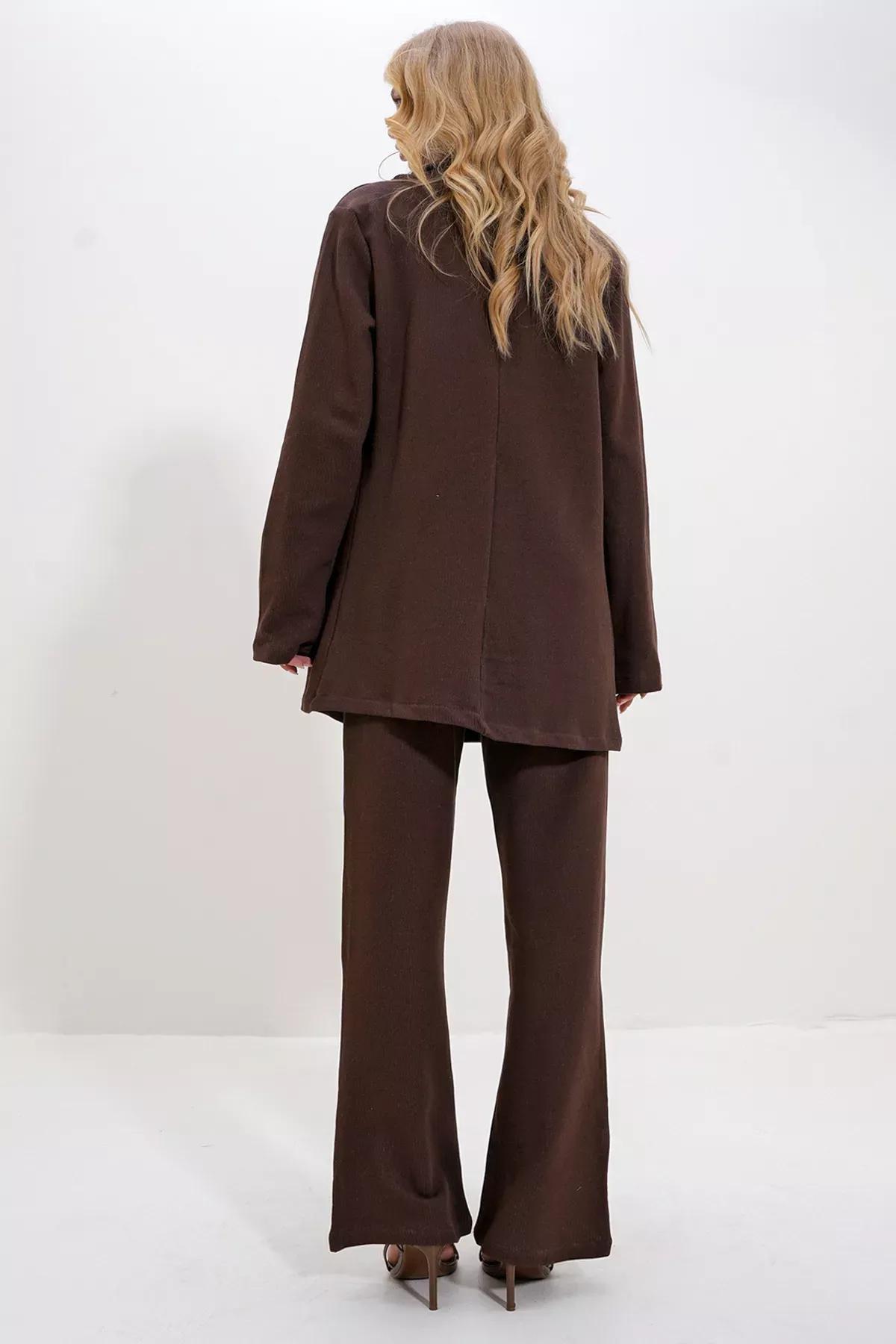 Grey Crop Sweat Trouser Set, Brown, large image number 5