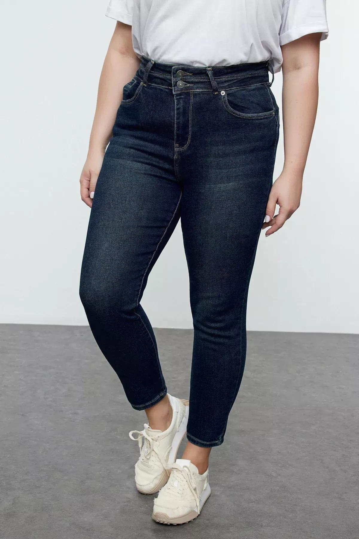 Navy High Waist Plus-Size Skinny Jeans, , large image number 2
