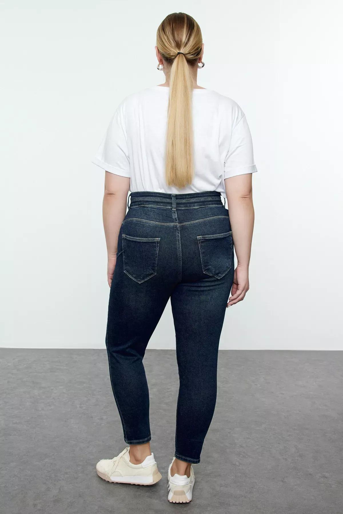Navy High Waist Plus-Size Skinny Jeans, , large image number 4