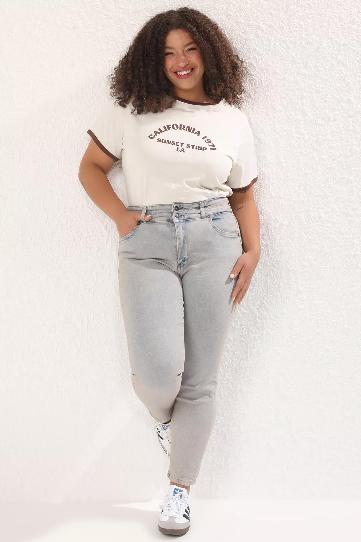 Blue High Waist Stretchy Skinny Plus-Size Jeans, , large image number 0