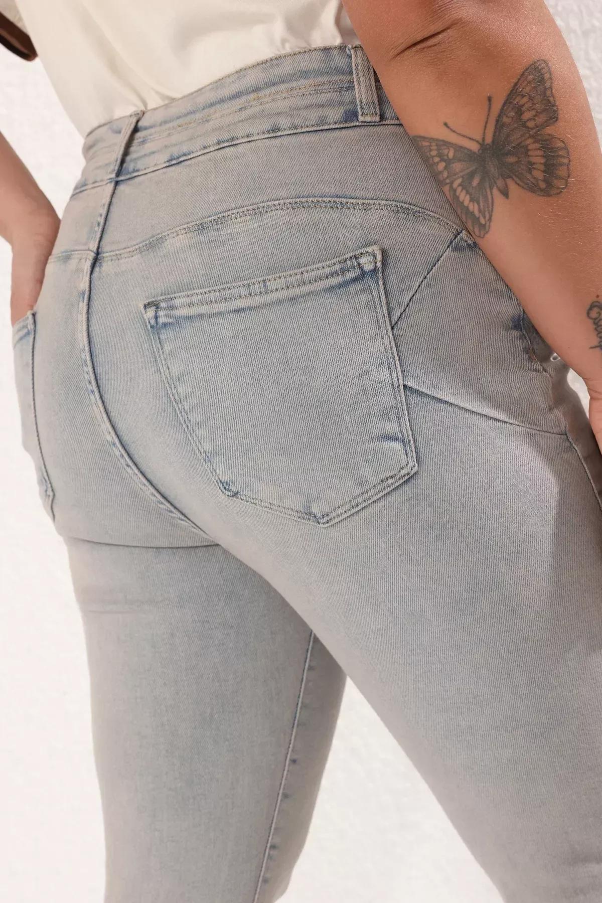 Blue High Waist Stretchy Skinny Plus-Size Jeans, , large image number 6