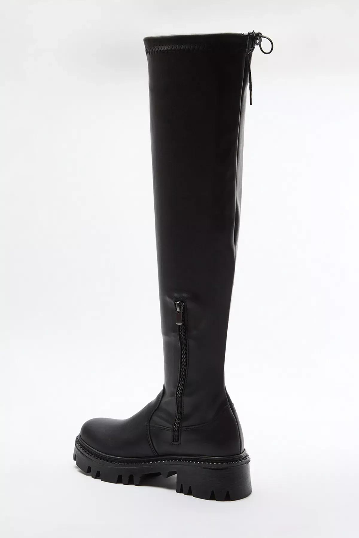 Black Over-Knee Chunky Boots, , large image number 5