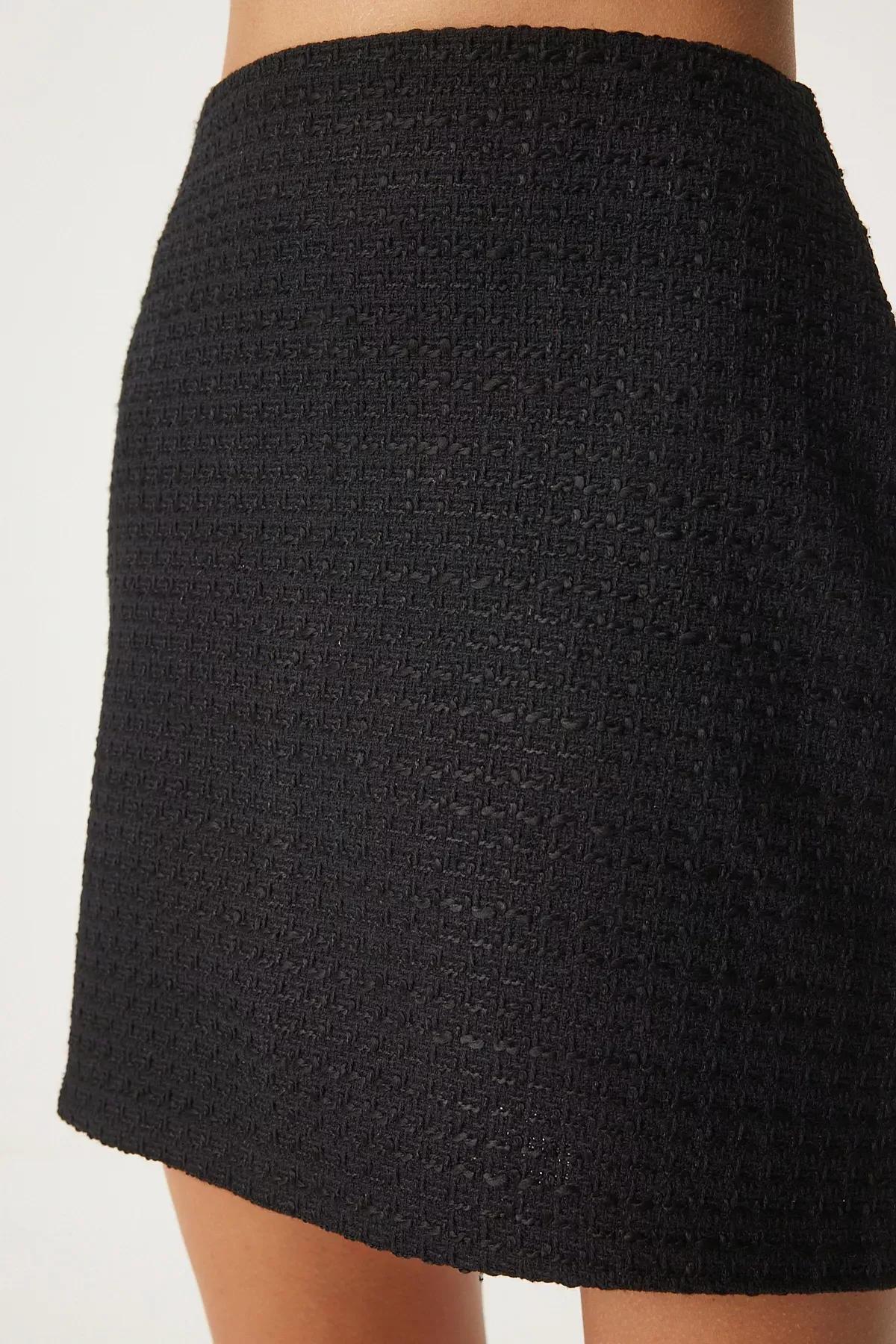 Black Mini Tweed Skirt, , large image number 4