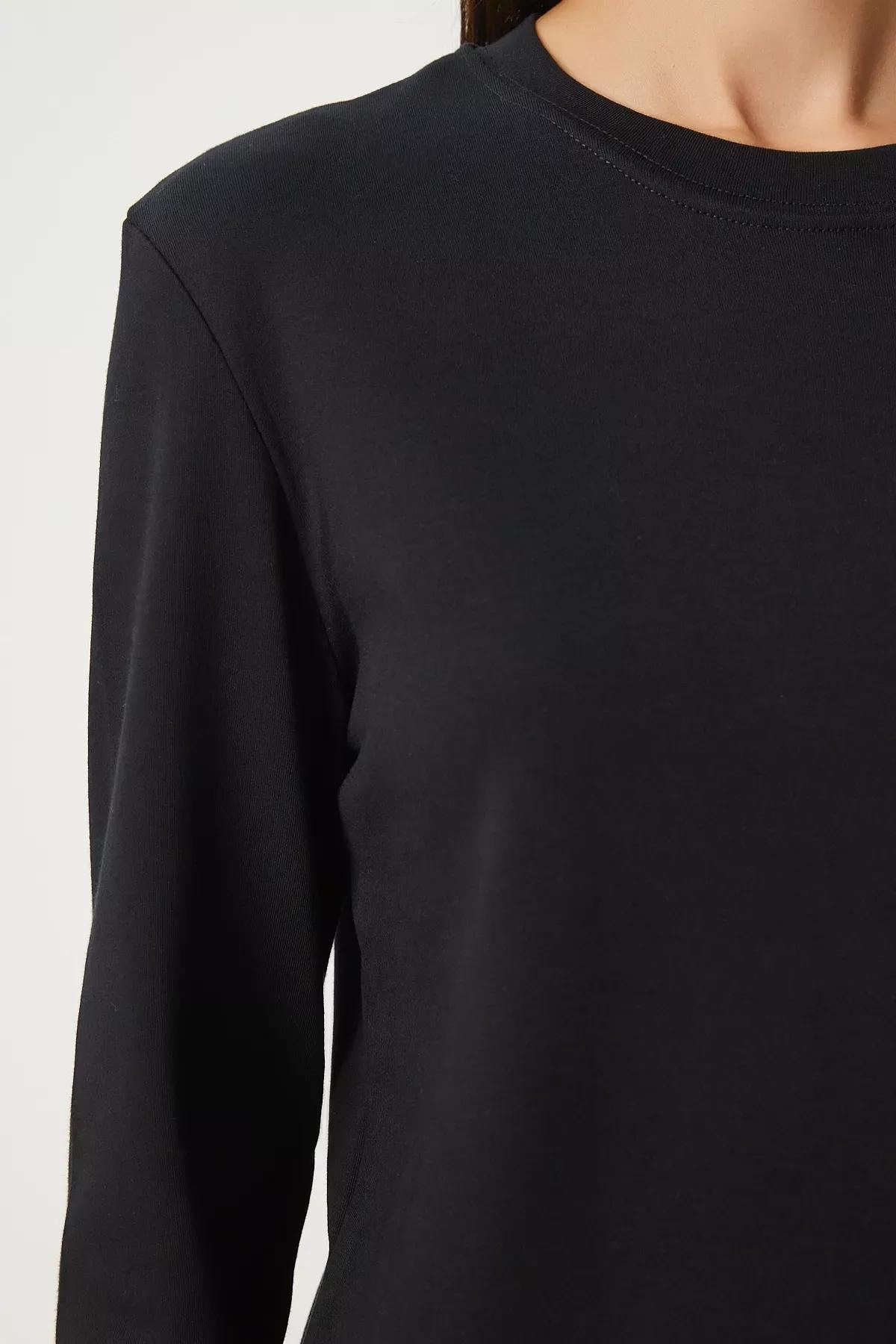 Black Basic Knitted Blouse, , large image number 4