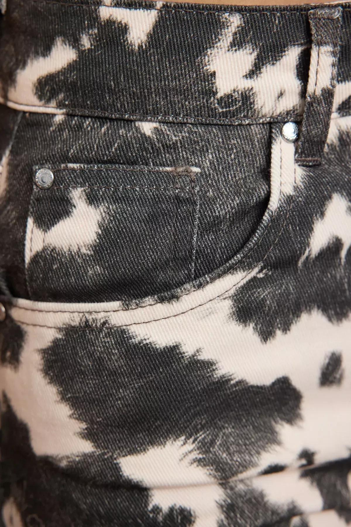 Brown Cow Print Wide Leg Jeans, , large image number 3