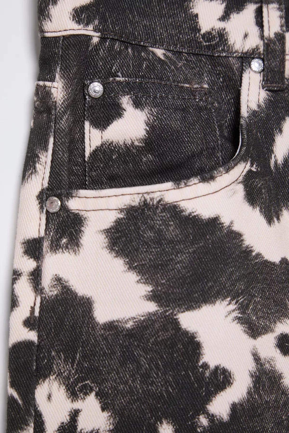 Brown Cow Print Wide Leg Jeans, , large image number 5