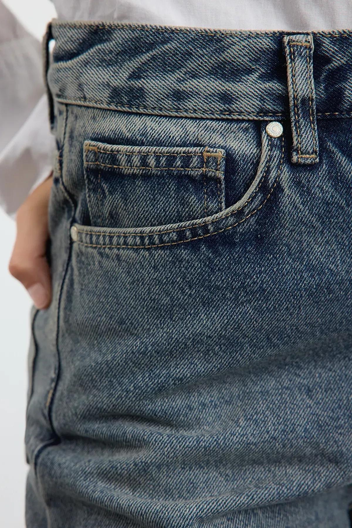 Blue High-Waist Wide Leg Jeans, , large image number 3