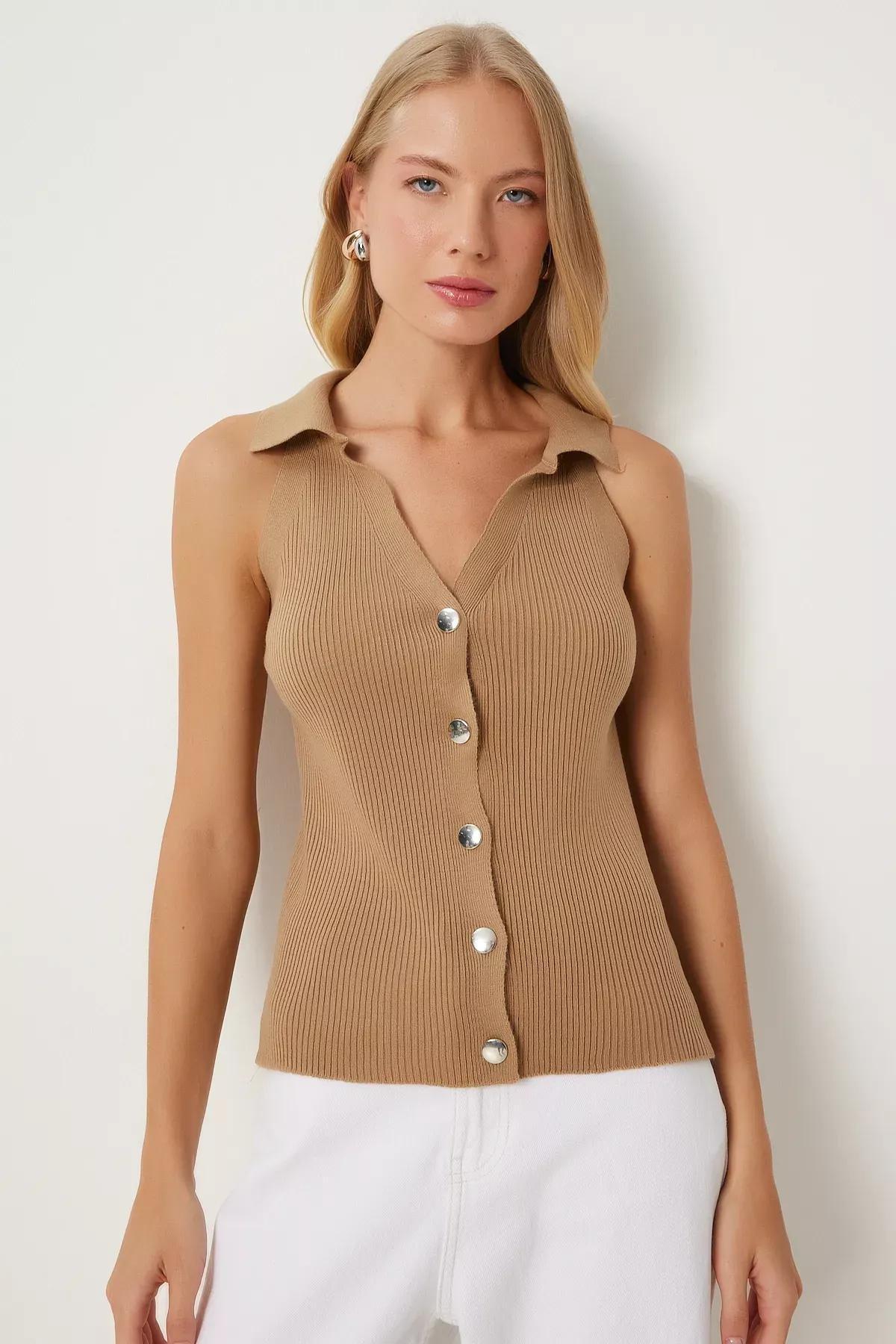 Red Knitted Tank Top, BISCUIT, large image number 2