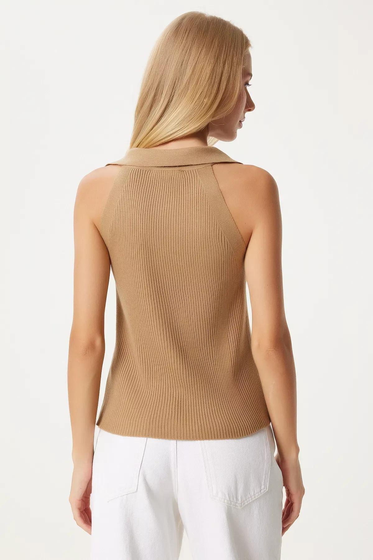 Red Knitted Tank Top, BISCUIT, large image number 3