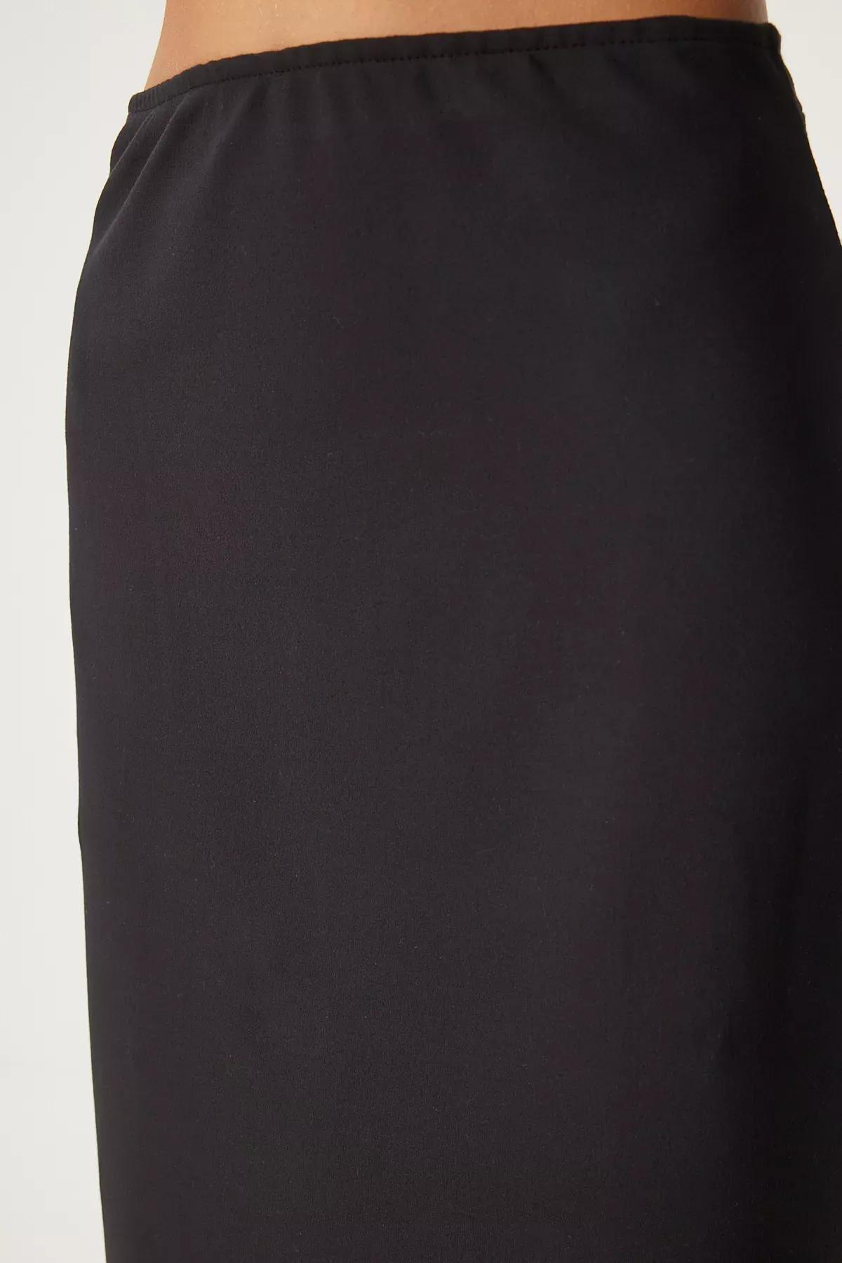 Black Slit Long Pencil Skirt, BLACK, large image number 4