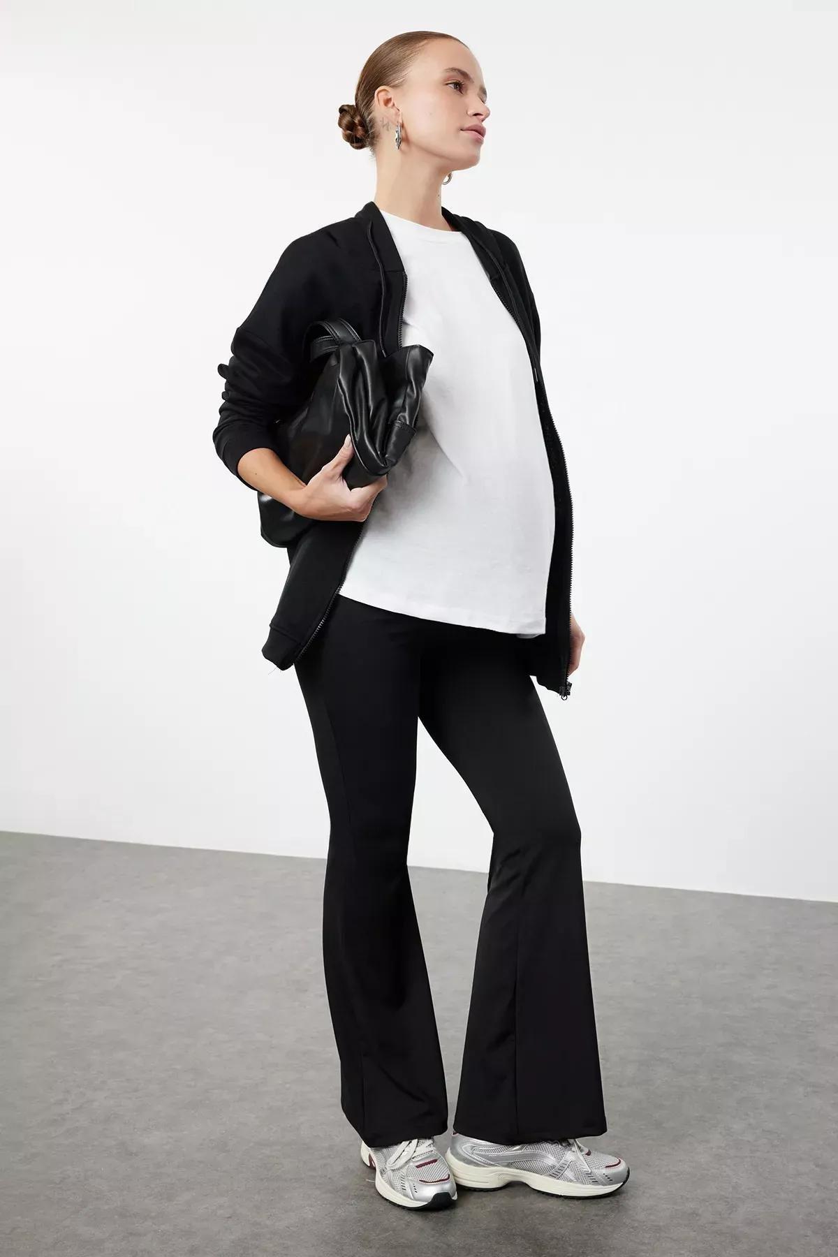 Black Maternity Leggings, BLACK, large image number 0