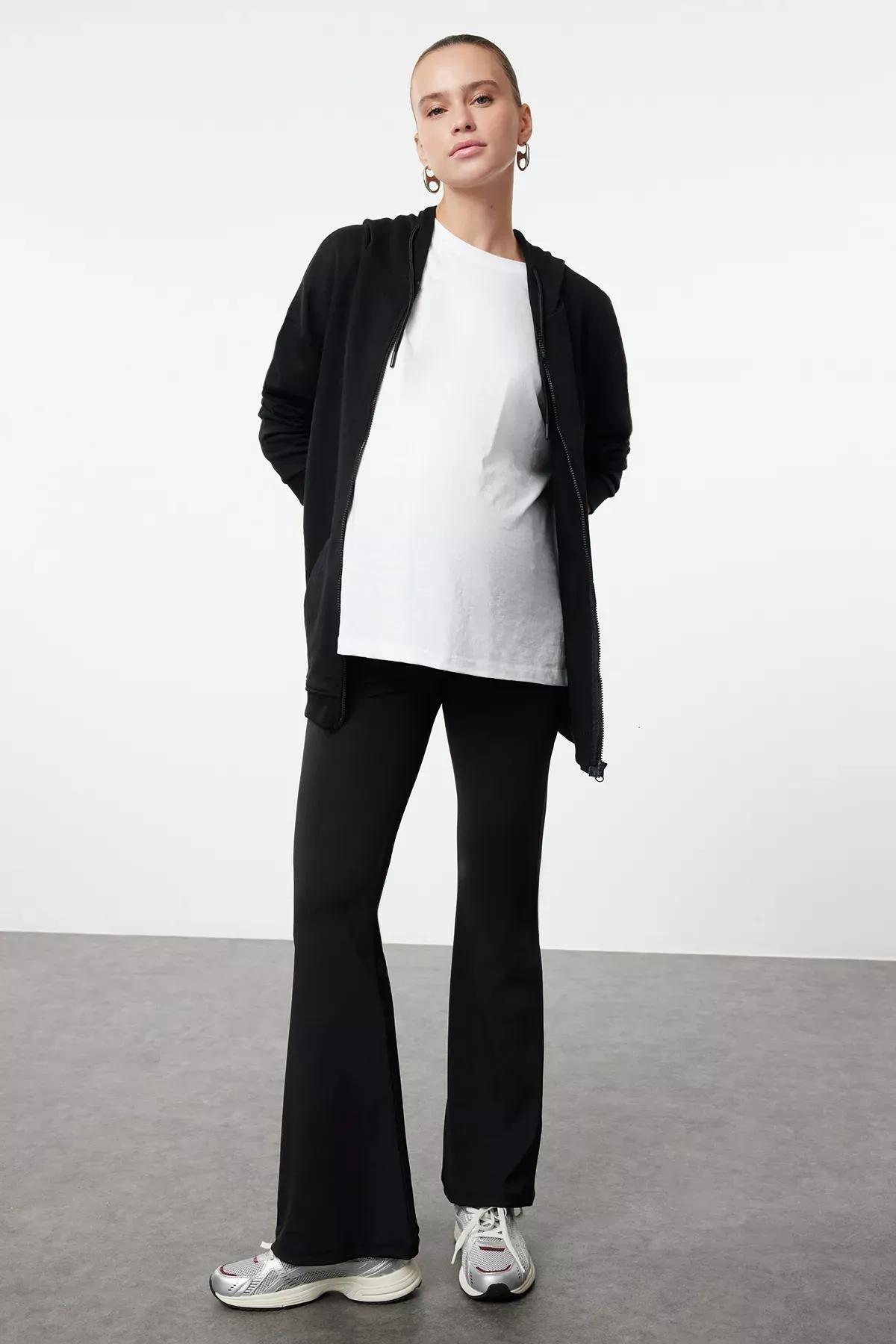 Black Maternity Leggings, BLACK, large image number 1