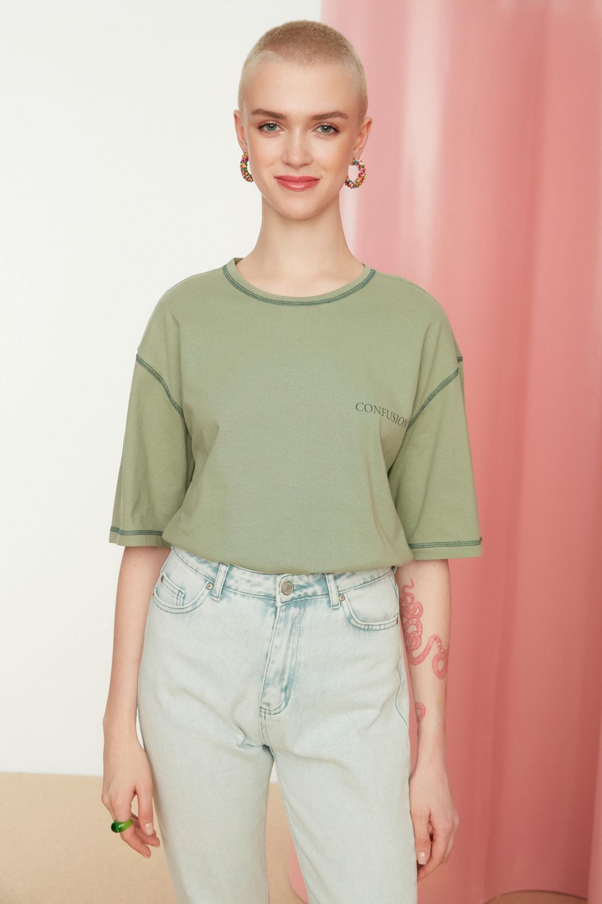 Green Regular Crew Neck Tshirt, , large image number 5