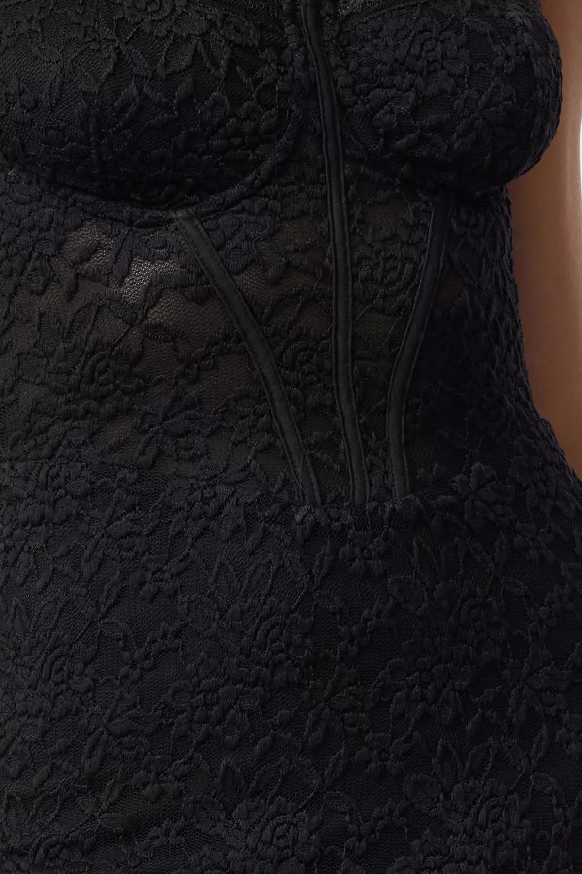 Black Laced Knitted Midi Dress, , large image number 3
