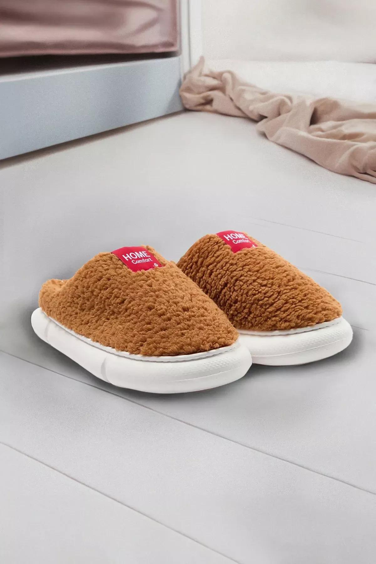 Brown Woven Label Detailed Slippers, , large image number 0