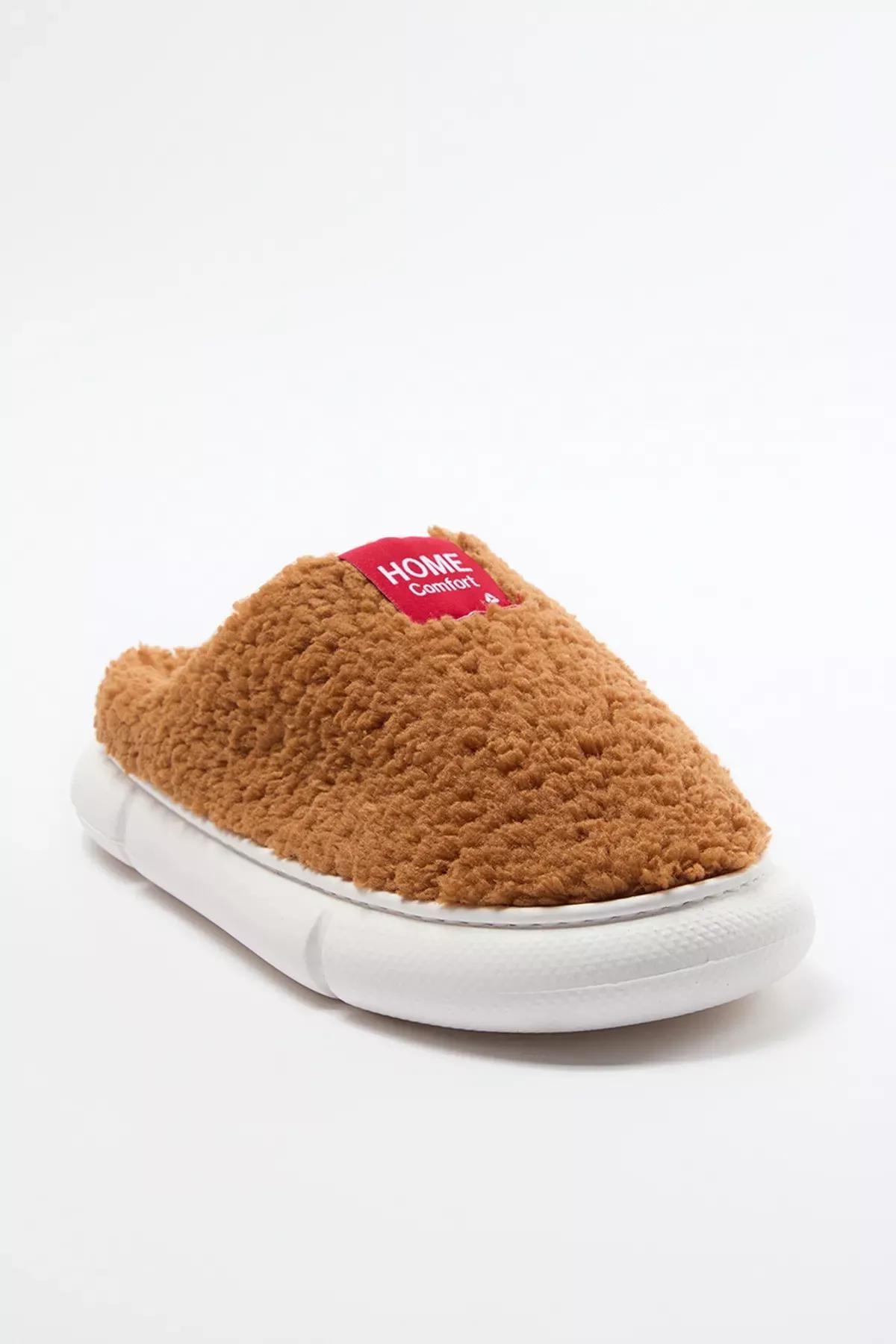 Brown Woven Label Detailed Slippers, , large image number 2