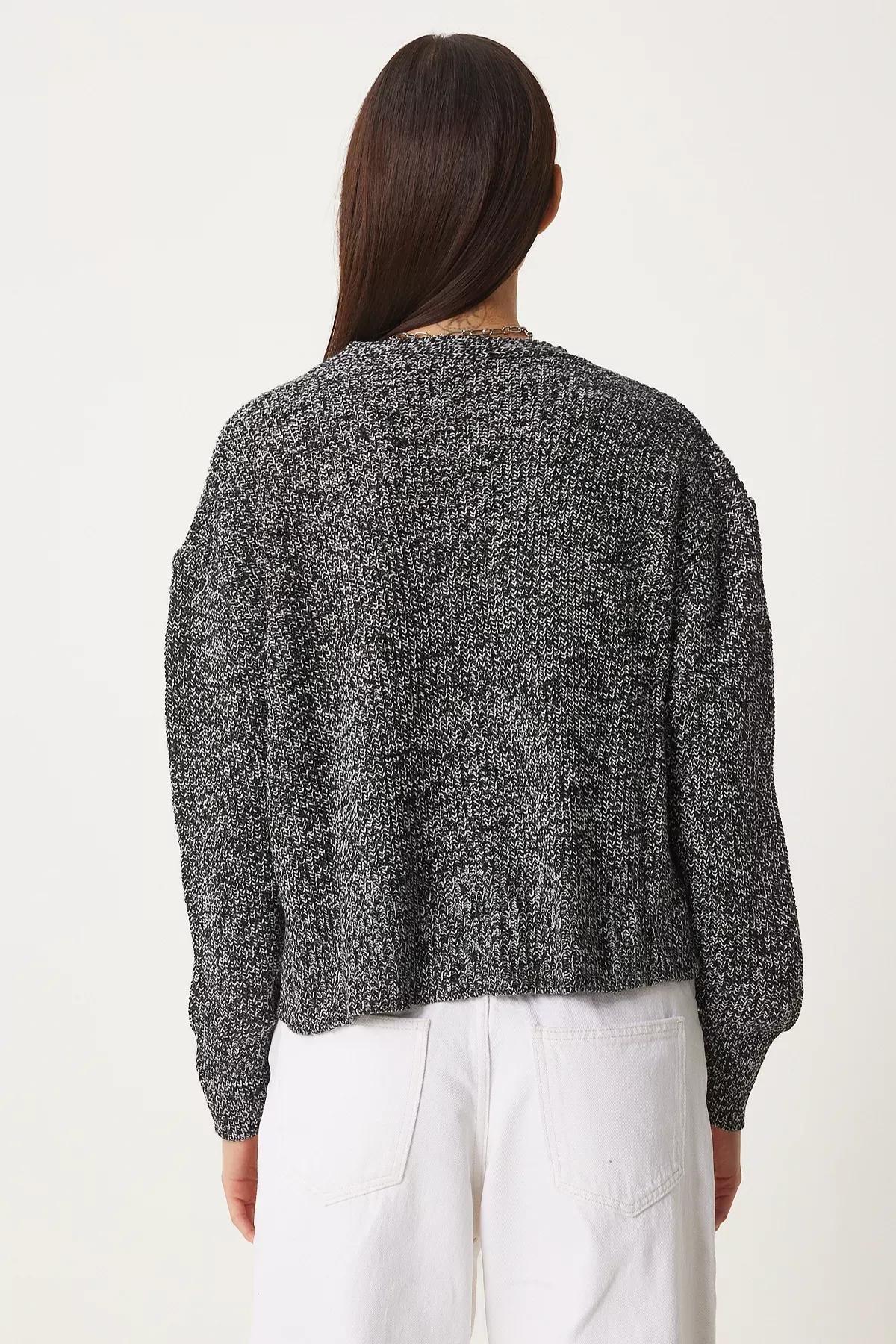 Grey Flecked V-Neck Knitwear Cardigan, GRAY MELANGE, large image number 4