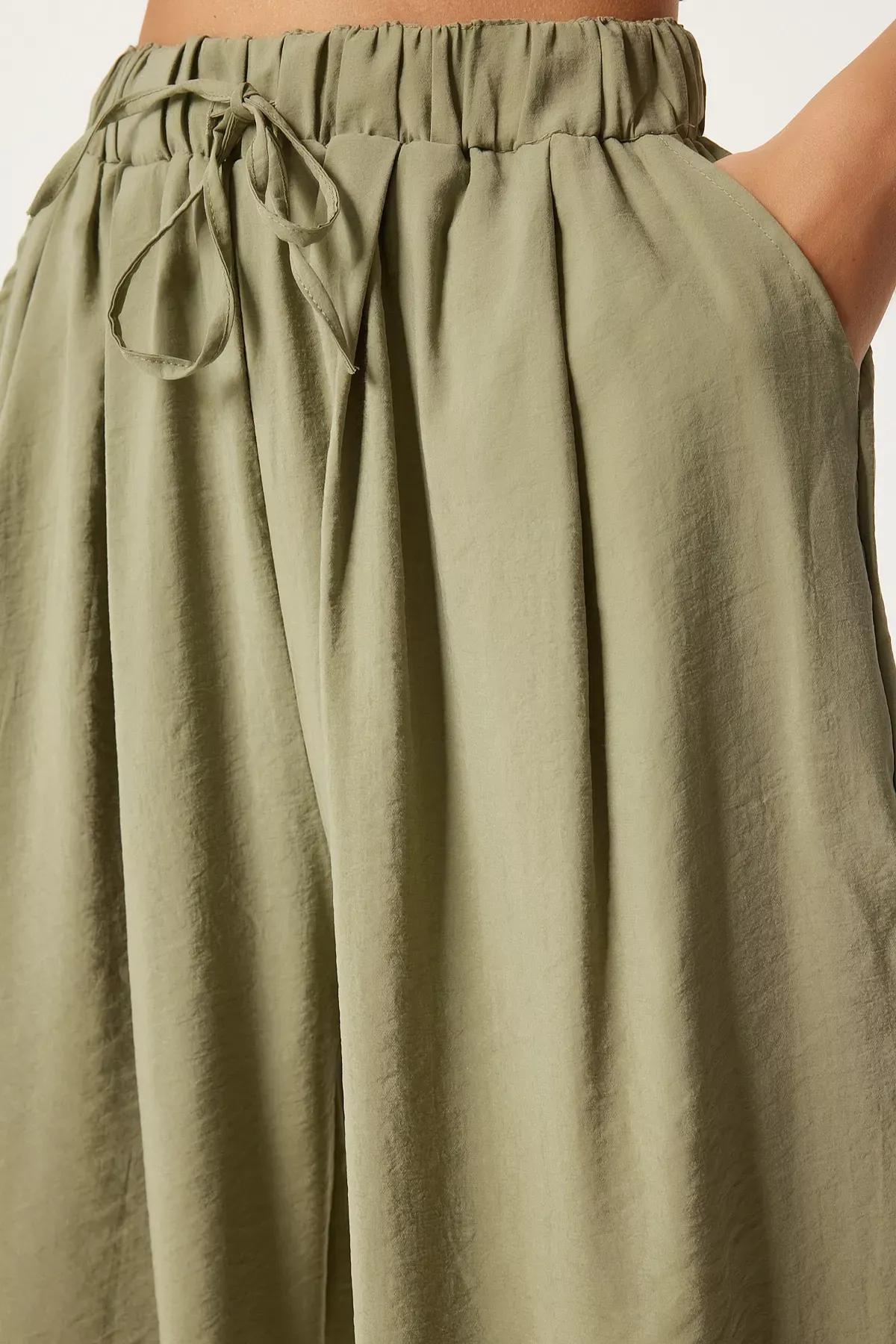 Green Casual Fit Shalwar Trousers, Khaki, large image number 2