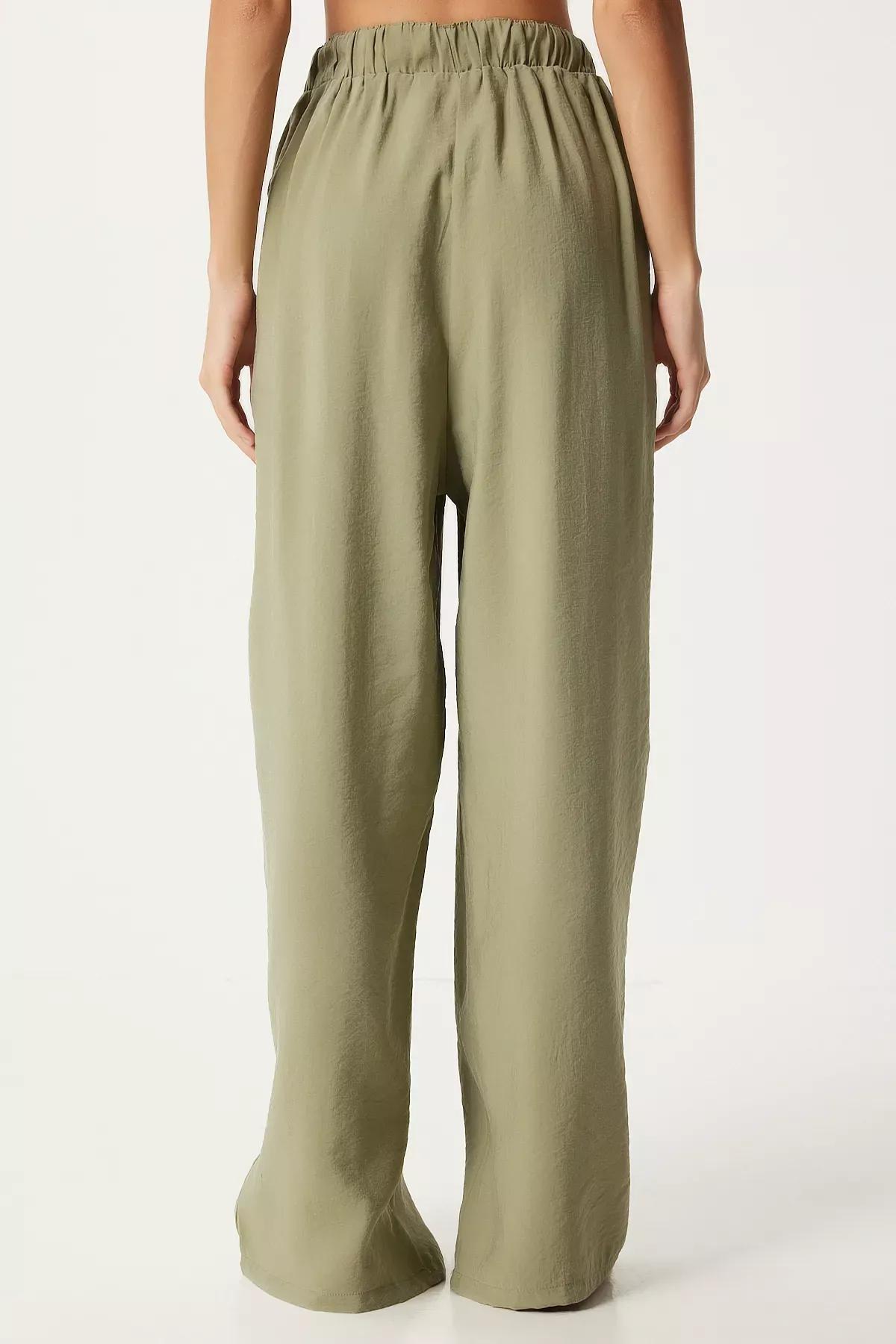 Green Casual Fit Shalwar Trousers, Khaki, large image number 3